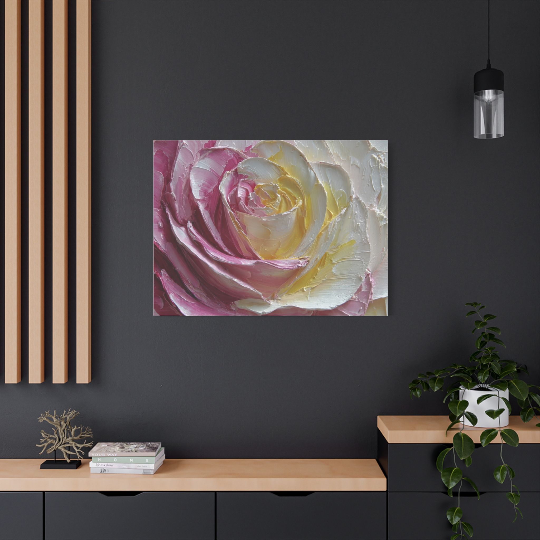 Floral Rose Oil-Paint Texture Canvas - Image 84