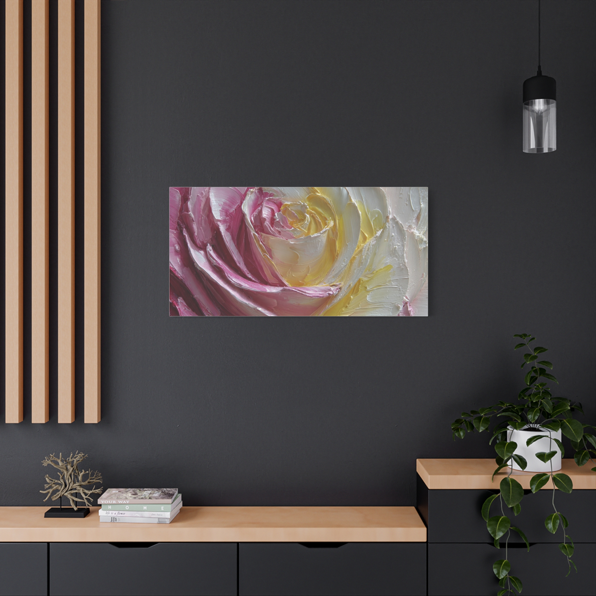 Floral Rose Oil-Paint Texture Canvas - Image 79