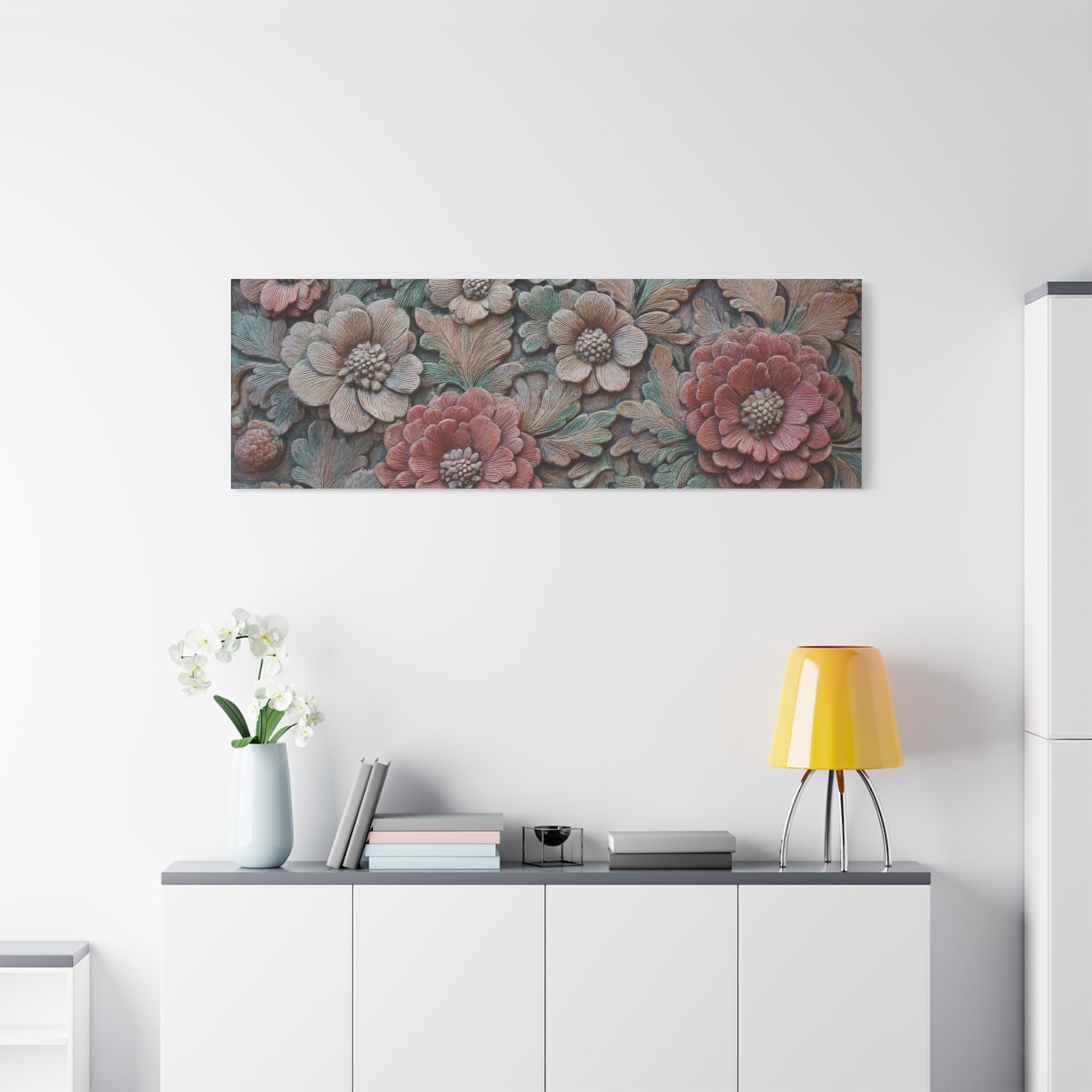 Floral Relief Matte Canvas Wall Art — Stretched Botanical Panel - Image 28