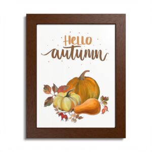 Hello Autumn Pumpkin Framed Poster — Fall Wall Art Print