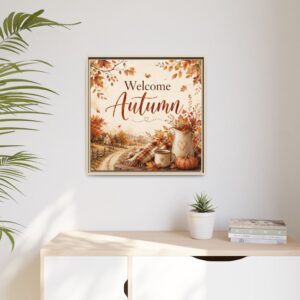 Welcome Autumn Framed Canvas - Rustic Fall Wall Art