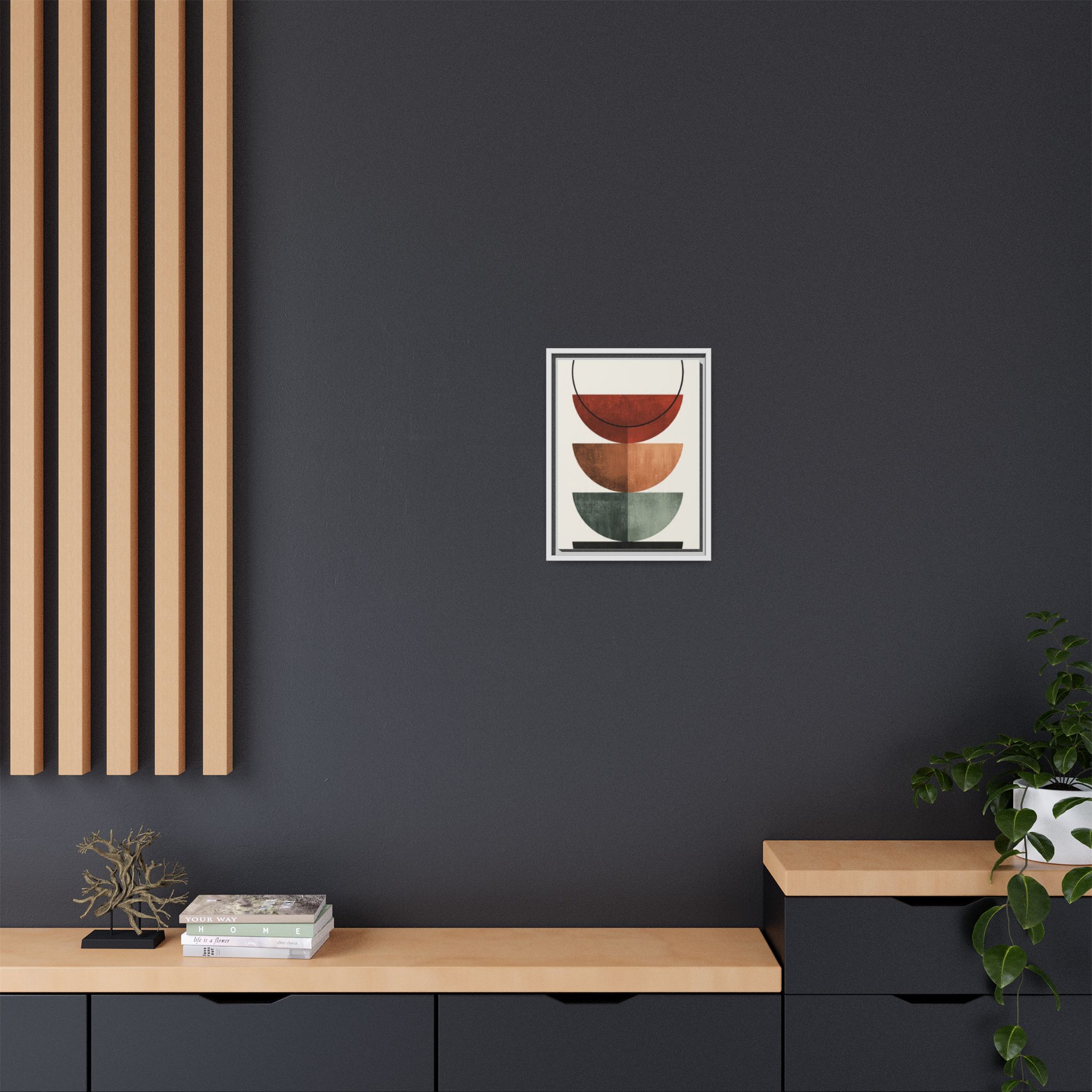 Abstract Stacked Semi-Circles Framed Canvas Wall Art — Mid-Century Modern Geometric Print - Image 68