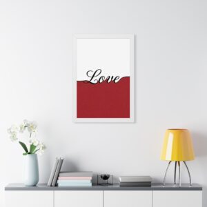 Love Framed Poster — Romantic Red & White Wall Art