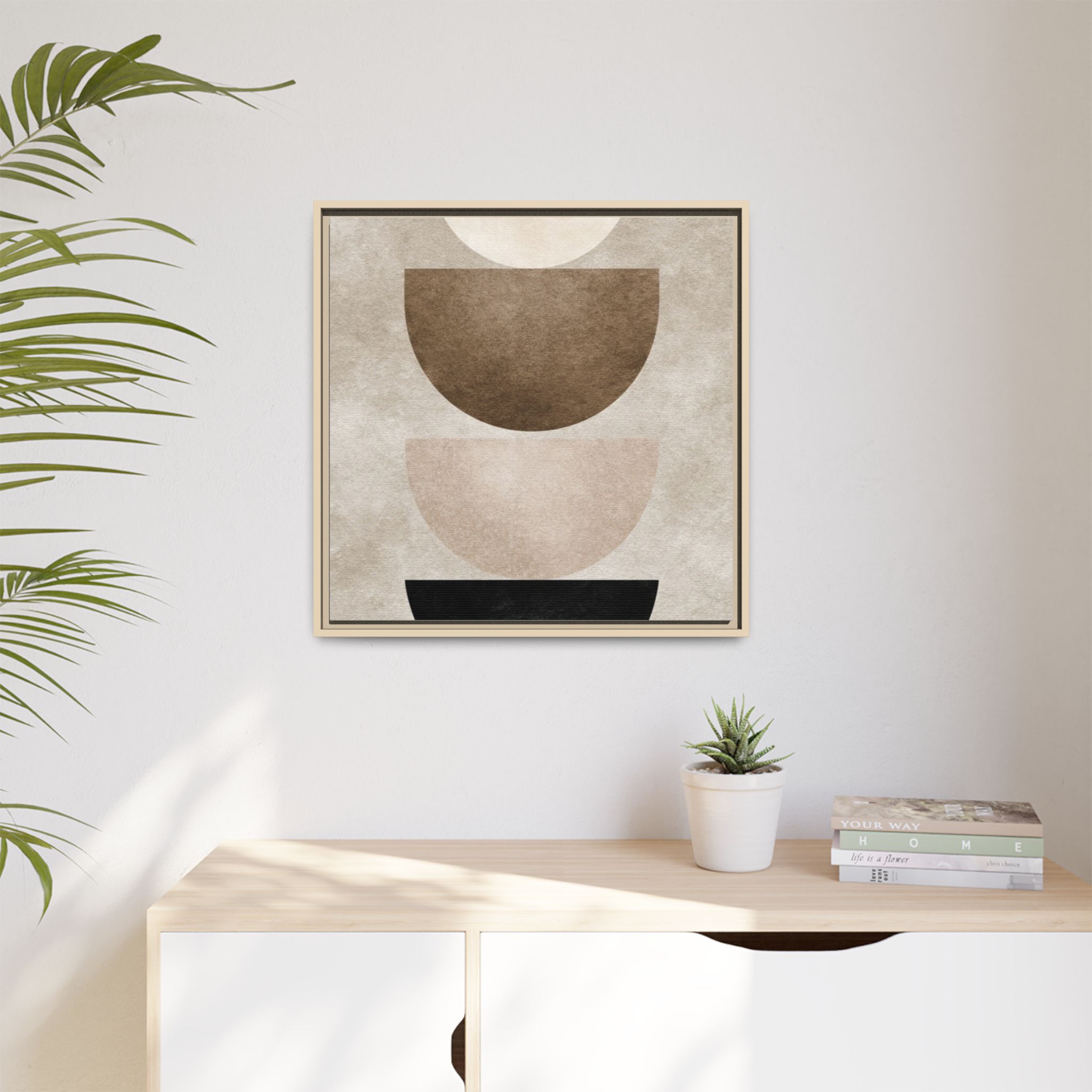 Abstract Neutral Geometric Canvas Print — Stacked Circles Framed Wall Art - Image 27