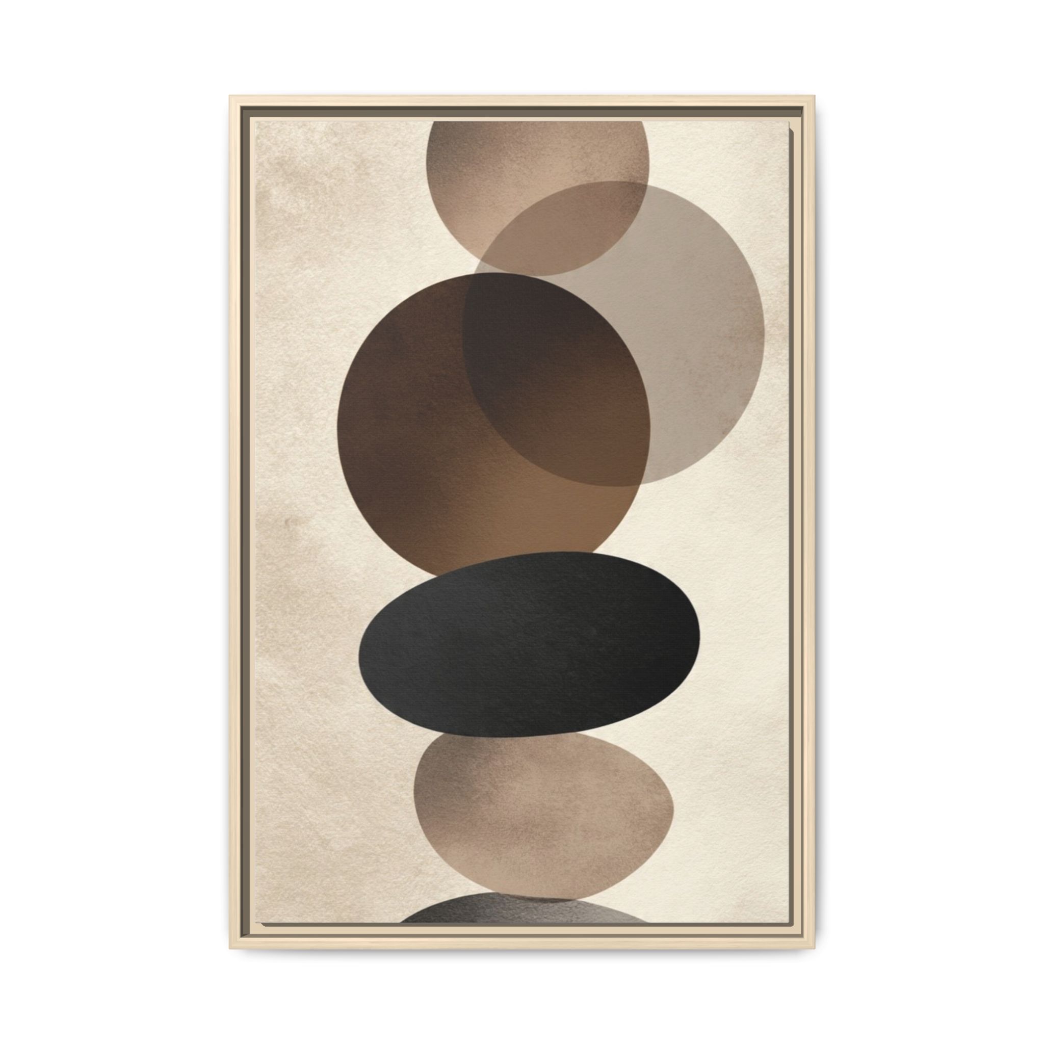 Framed Abstract Circles Matte Canvas Print — Neutral Mid-Century Wall Art - Image 133
