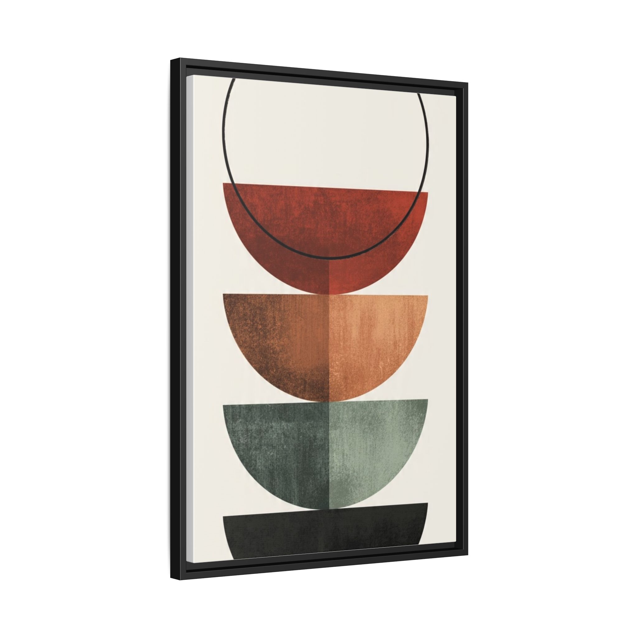 Abstract Stacked Semi-Circles Framed Canvas Wall Art — Mid-Century Modern Geometric Print - Image 130