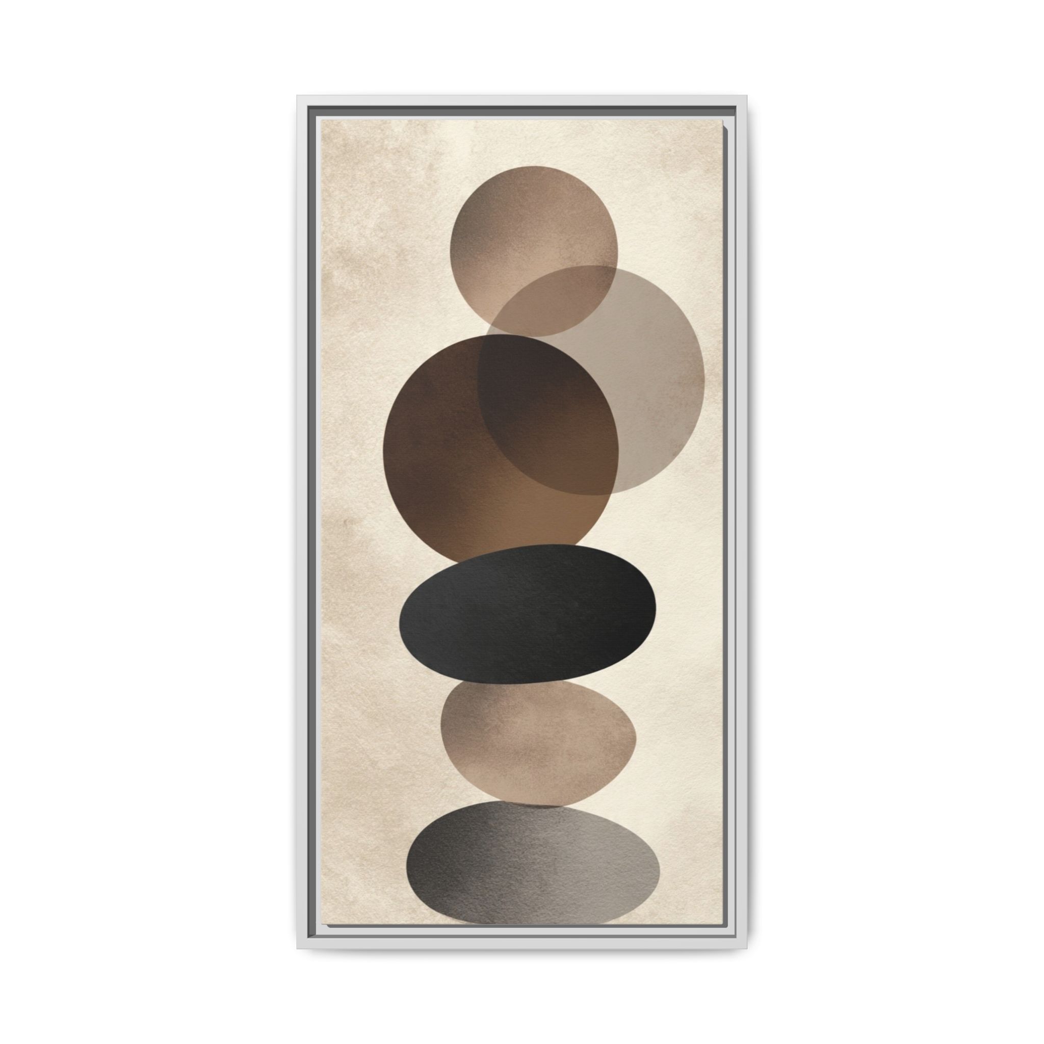 Framed Abstract Circles Matte Canvas Print — Neutral Mid-Century Wall Art - Image 165