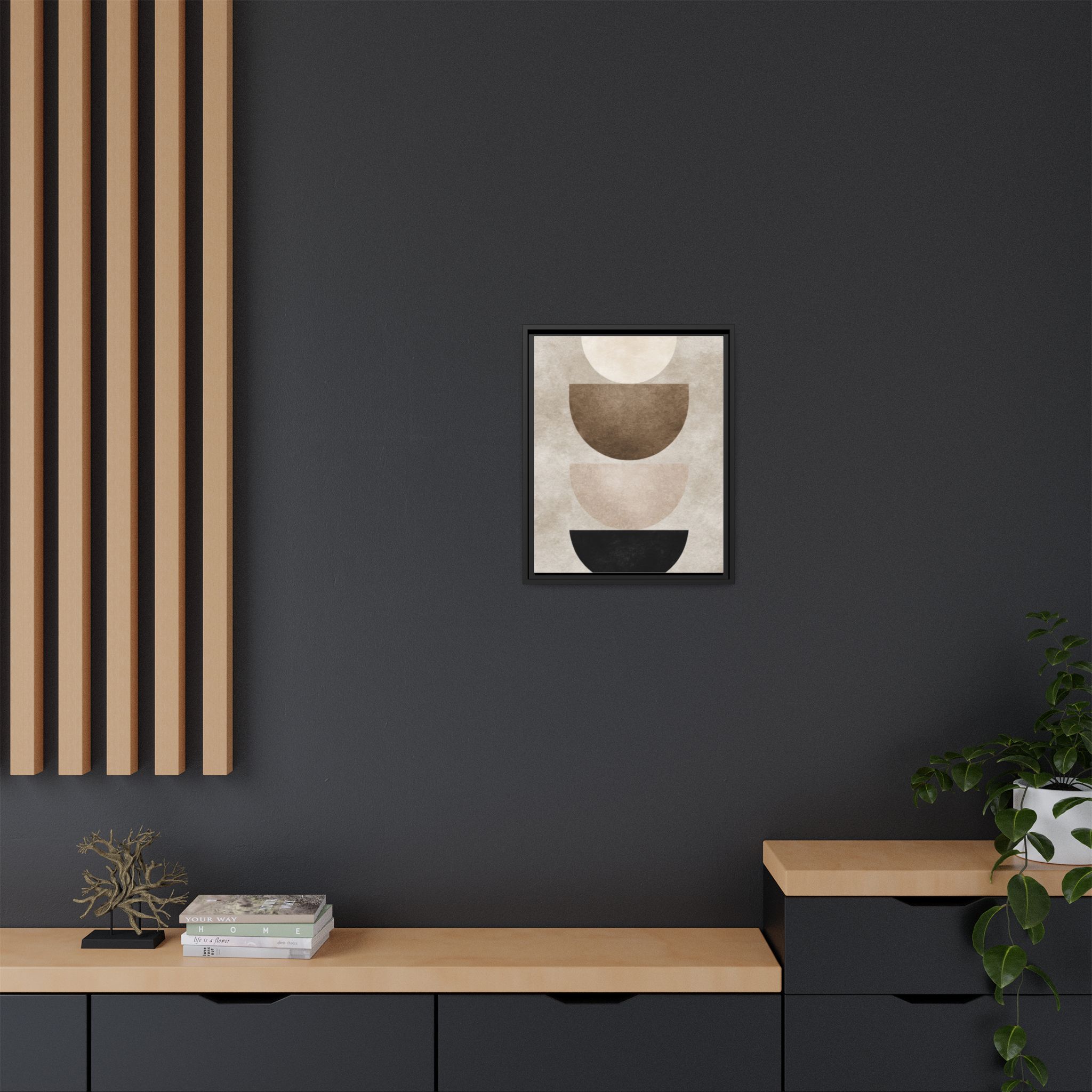 Abstract Neutral Geometric Canvas Print — Stacked Circles Framed Wall Art - Image 240