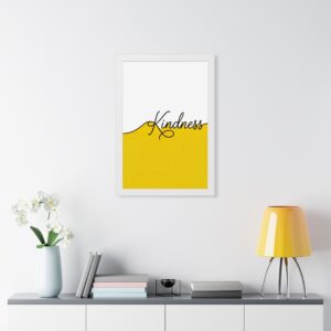 Kindness Framed Poster — Minimal Yellow Wall Art