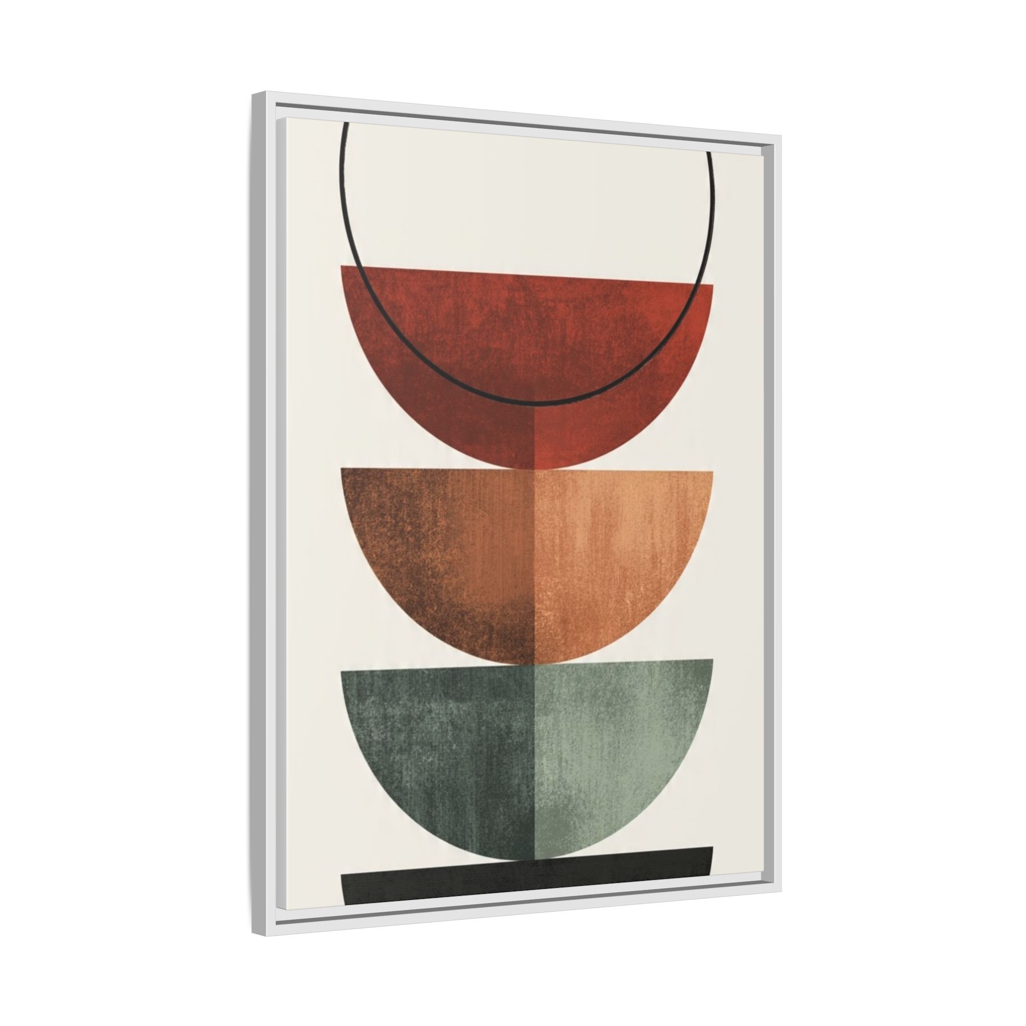 Abstract Stacked Semi-Circles Framed Canvas Wall Art — Mid-Century Modern Geometric Print - Image 194