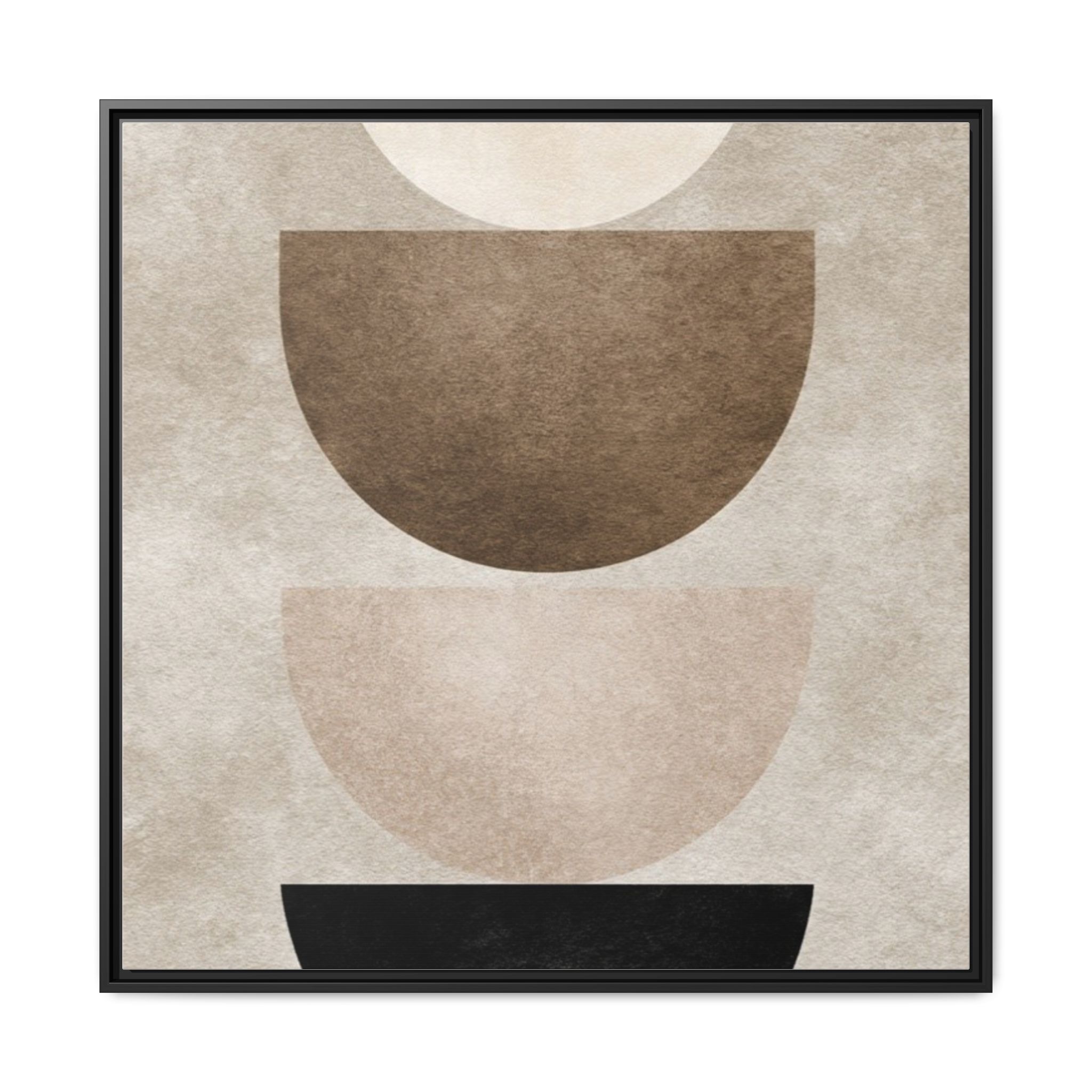 Abstract Neutral Geometric Canvas Print — Stacked Circles Framed Wall Art - Image 213