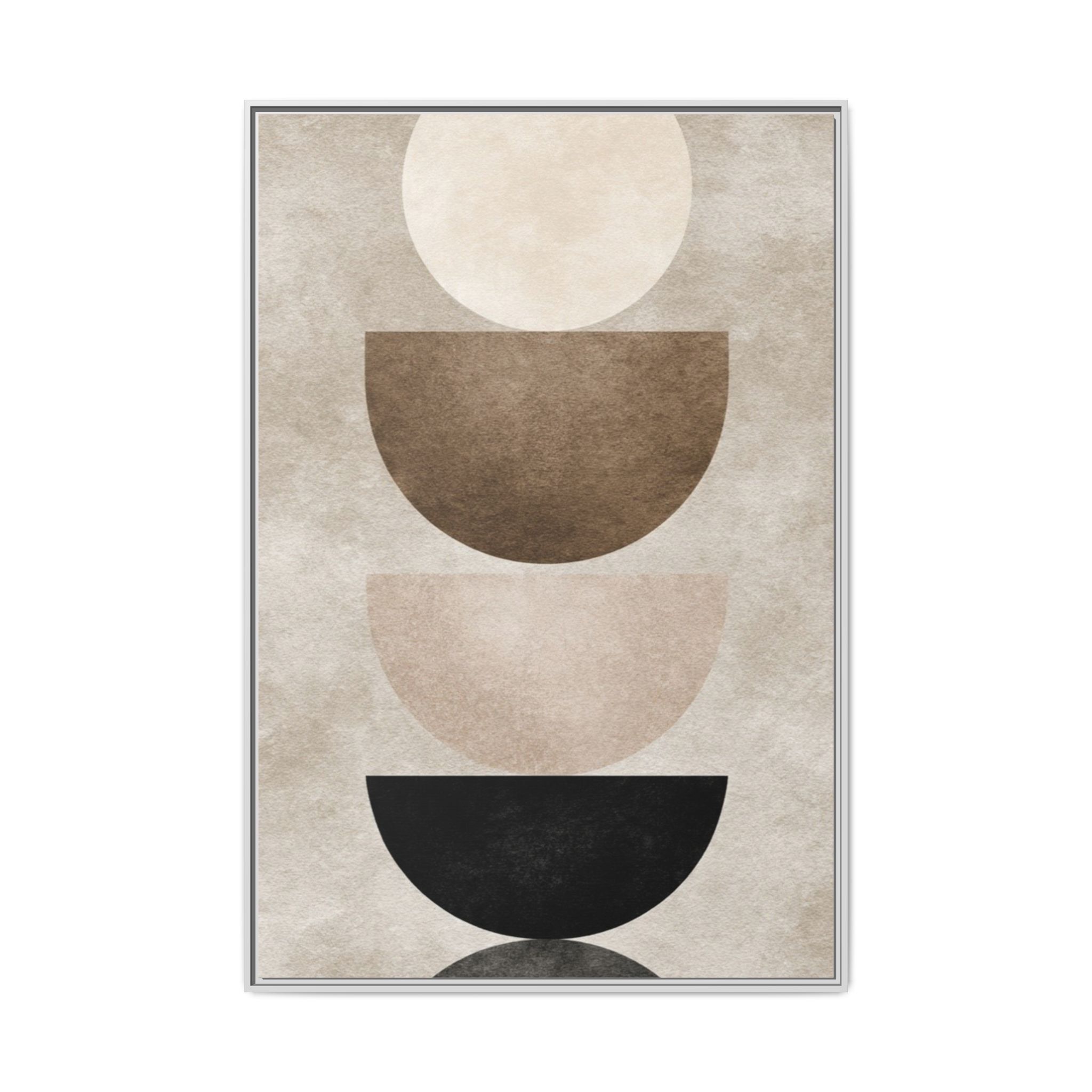 Abstract Neutral Geometric Canvas Print — Stacked Circles Framed Wall Art - Image 101