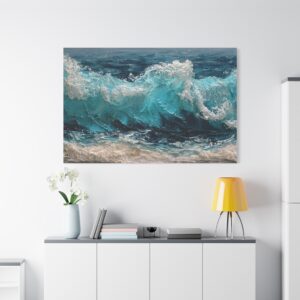 Ocean Wave Canvas Art – Turquoise Seascape Matte Stretched Canvas