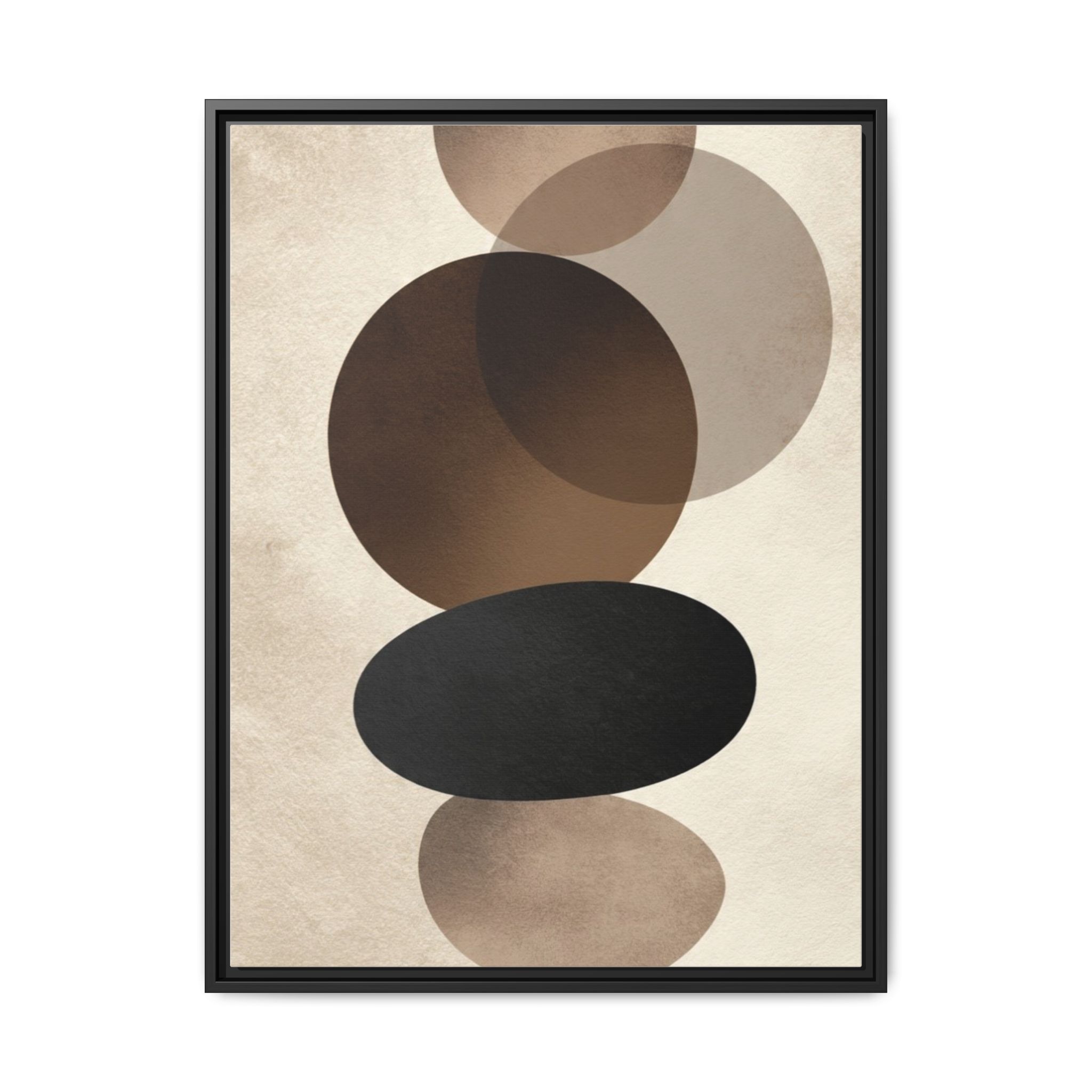 Framed Abstract Circles Matte Canvas Print — Neutral Mid-Century Wall Art - Image 157