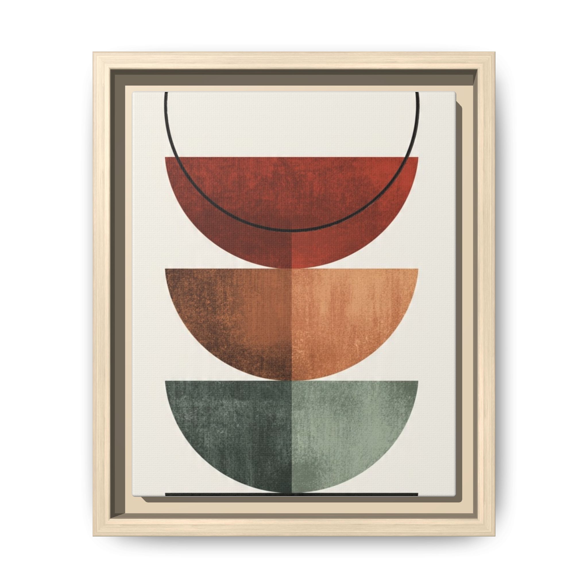 Abstract Stacked Semi-Circles Framed Canvas Wall Art — Mid-Century Modern Geometric Print - Image 145