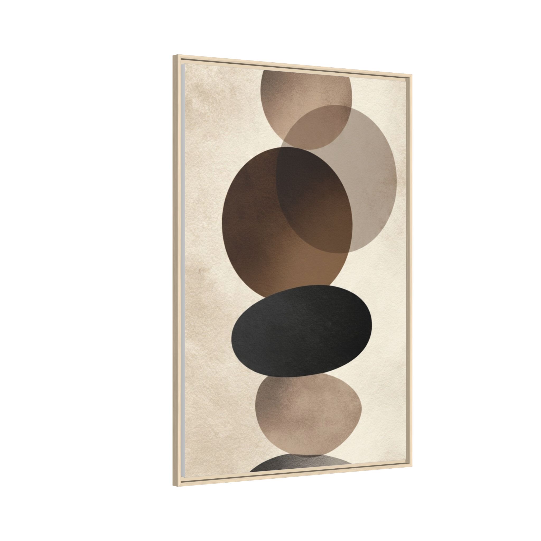 Framed Abstract Circles Matte Canvas Print — Neutral Mid-Century Wall Art - Image 106