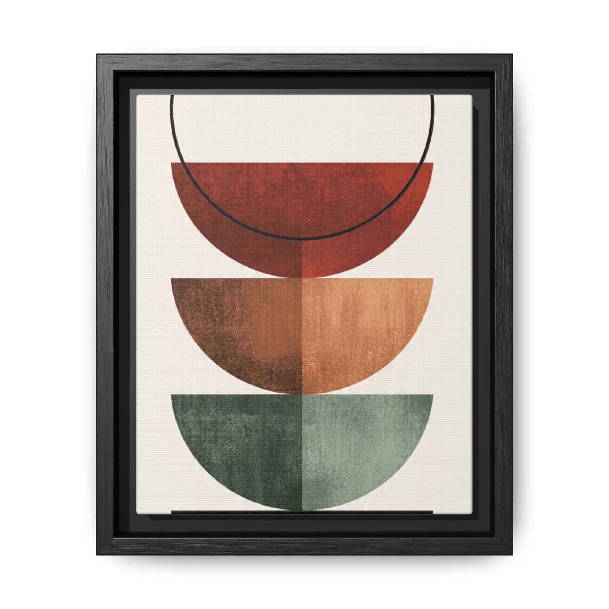 Abstract Stacked Semi-Circles Framed Canvas Wall Art — Mid-Century Modern Geometric Print - Image 149