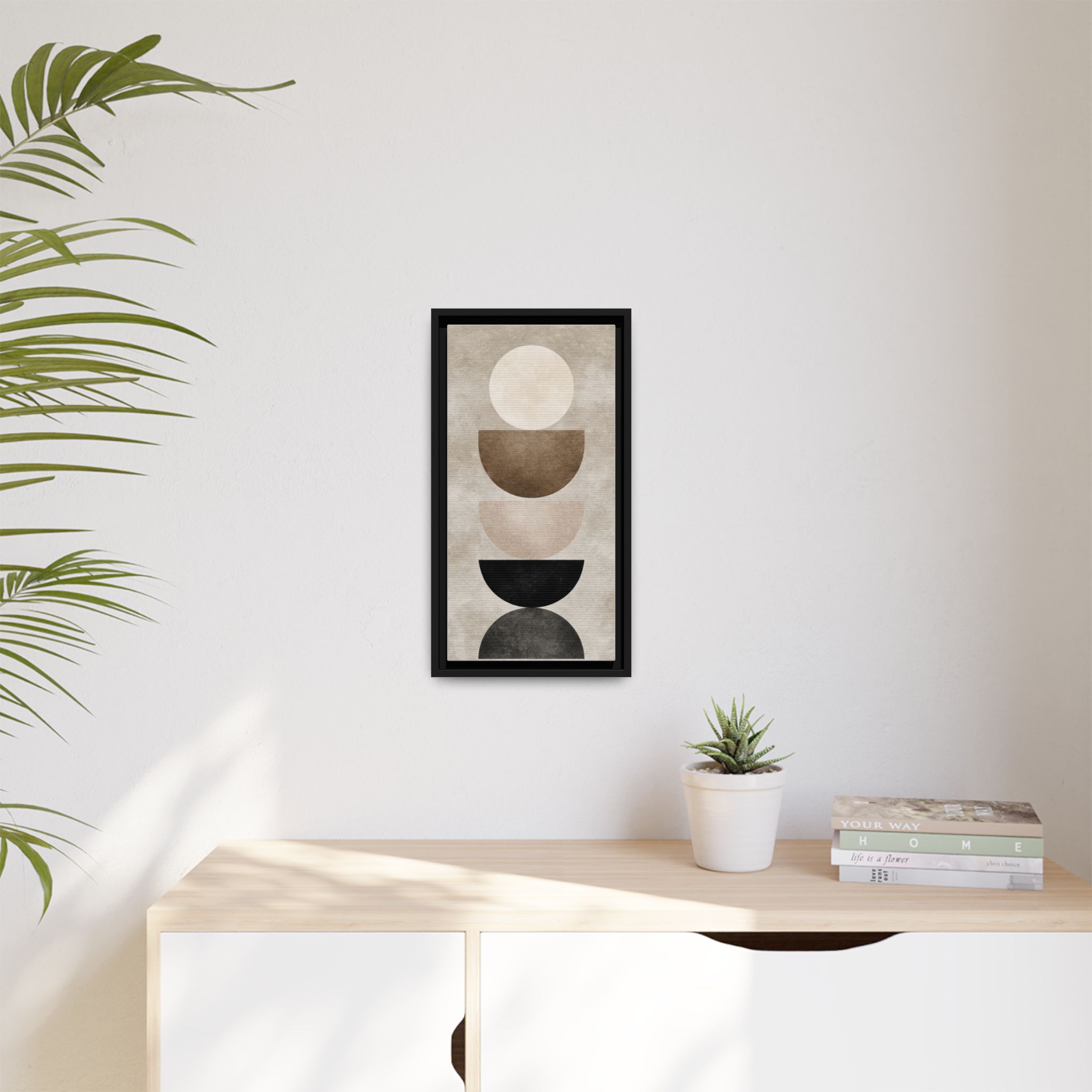 Abstract Neutral Geometric Canvas Print — Stacked Circles Framed Wall Art - Image 127