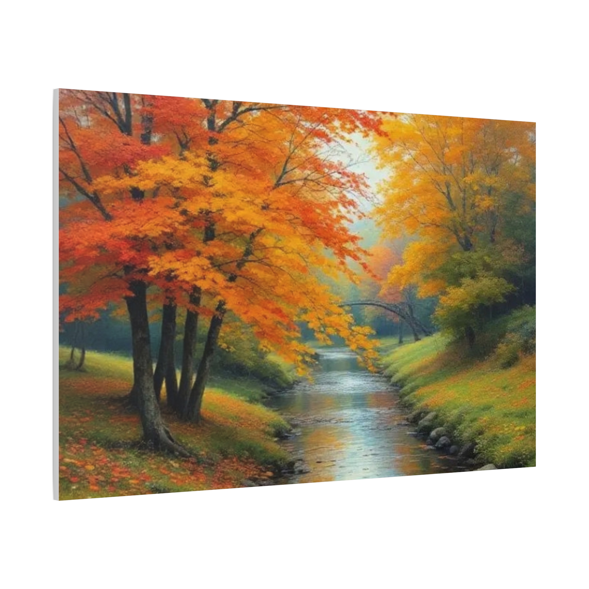 Autumn River Landscape Canvas Art — Matte Stretched Wall Decor - Image 6