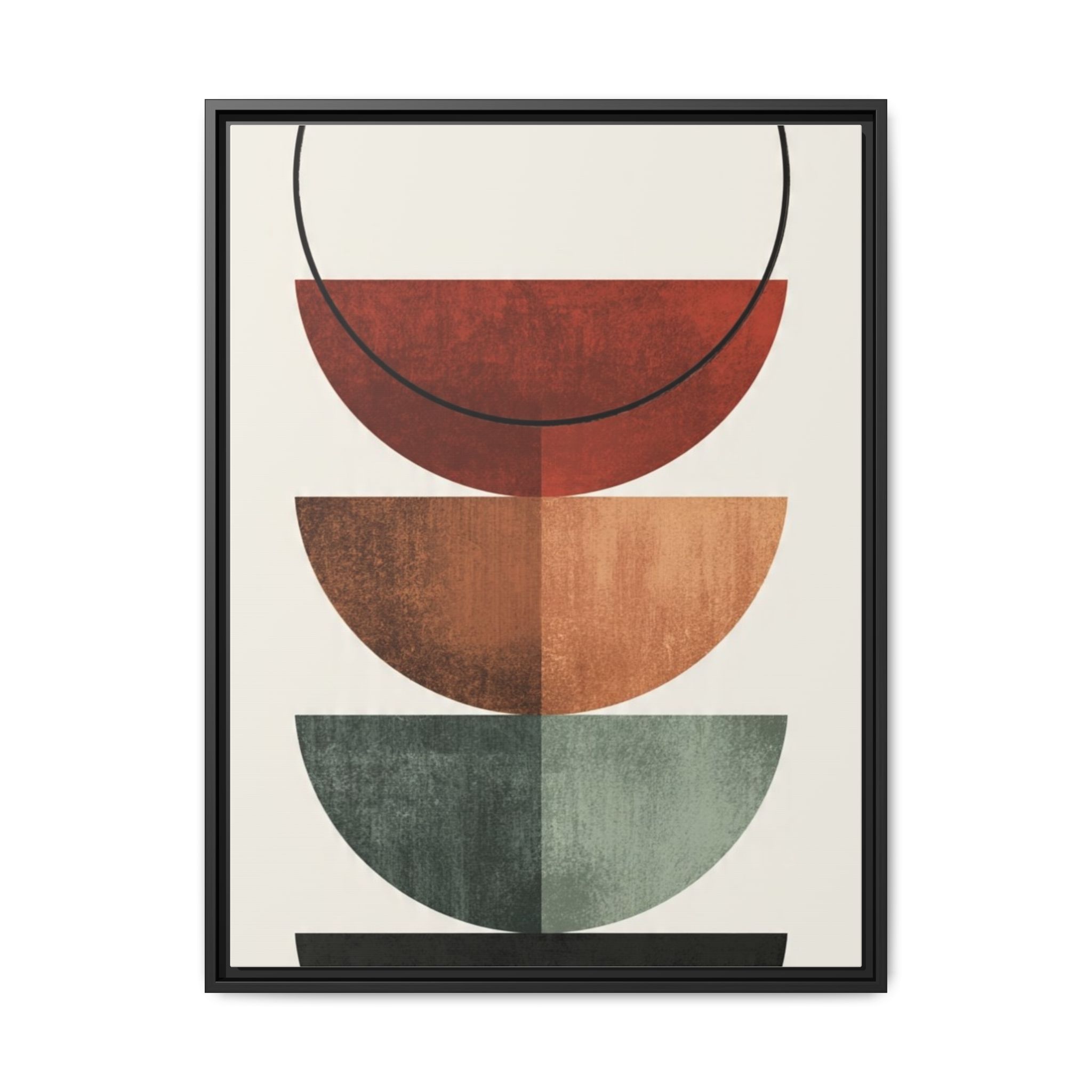 Abstract Stacked Semi-Circles Framed Canvas Wall Art — Mid-Century Modern Geometric Print - Image 205