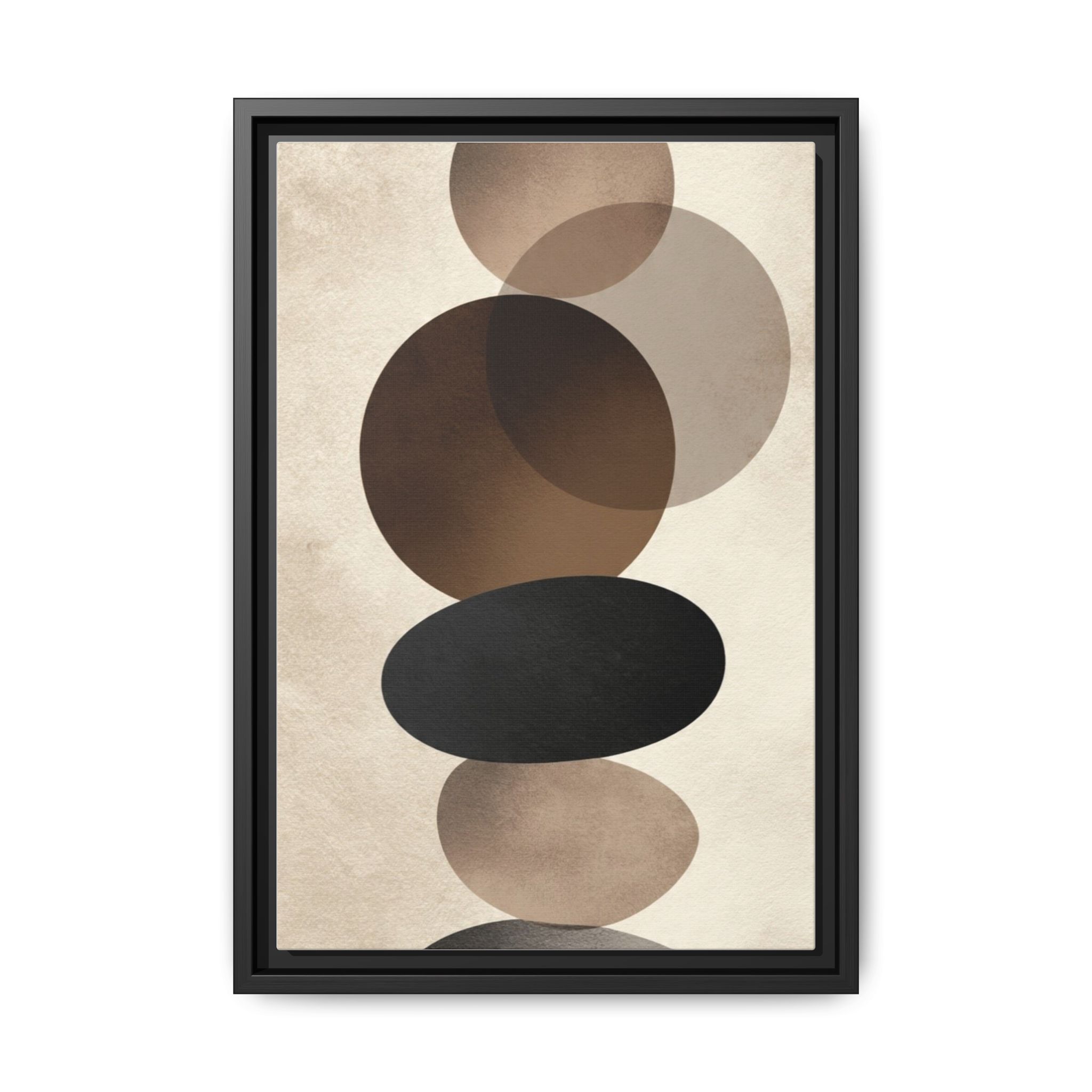 Framed Abstract Circles Matte Canvas Print — Neutral Mid-Century Wall Art - Image 125