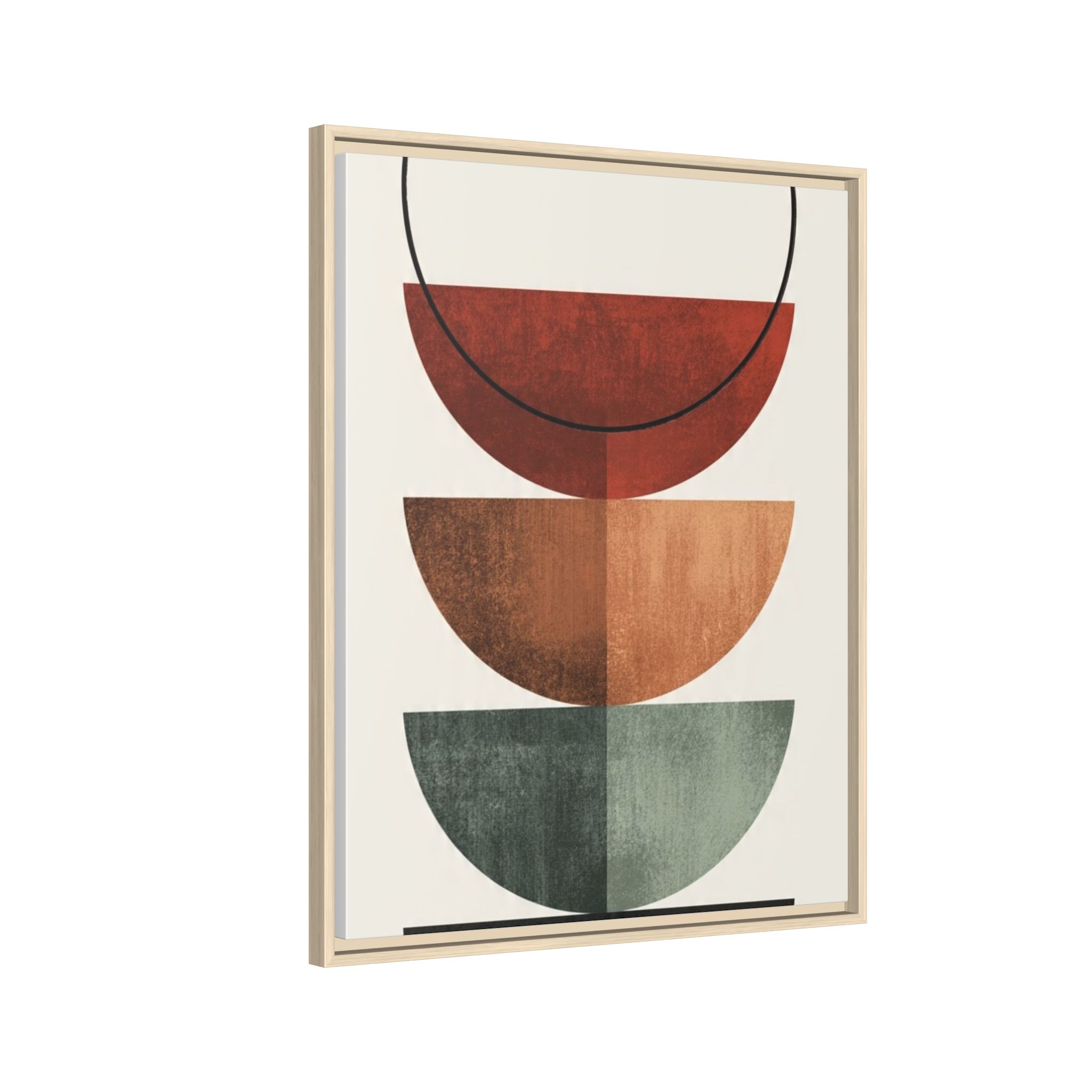 Abstract Stacked Semi-Circles Framed Canvas Wall Art — Mid-Century Modern Geometric Print - Image 182