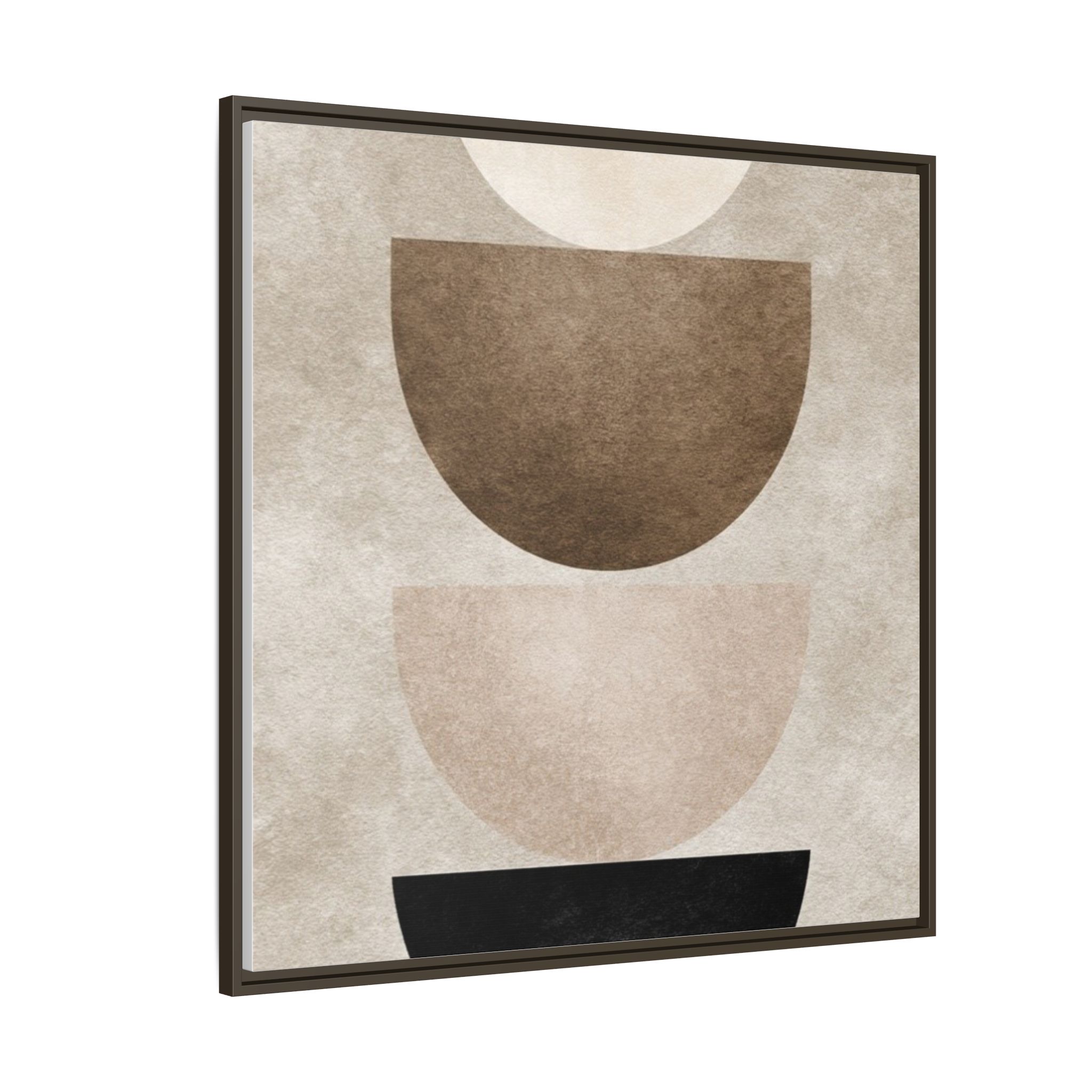 Abstract Neutral Geometric Canvas Print — Stacked Circles Framed Wall Art - Image 222