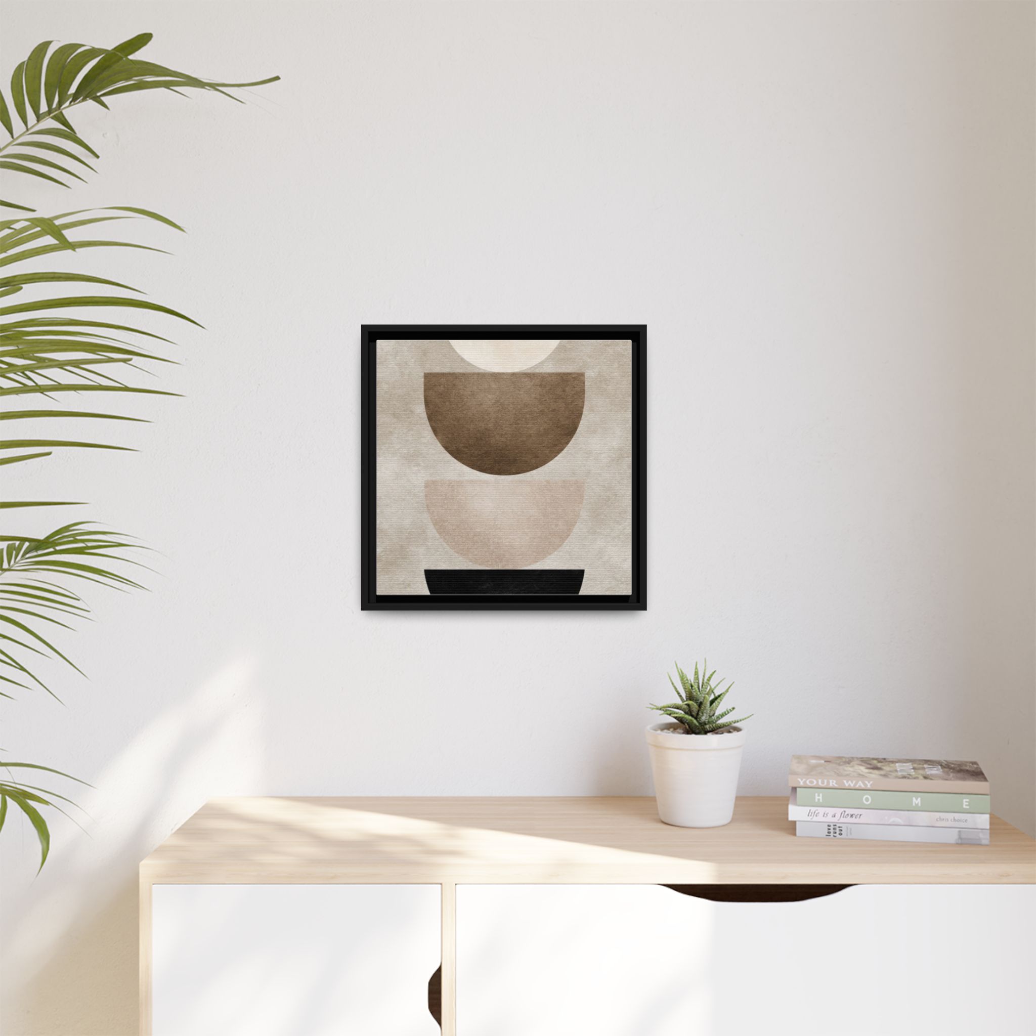Abstract Neutral Geometric Canvas Print — Stacked Circles Framed Wall Art - Image 143