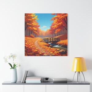 Autumn Forest Bridge Canvas