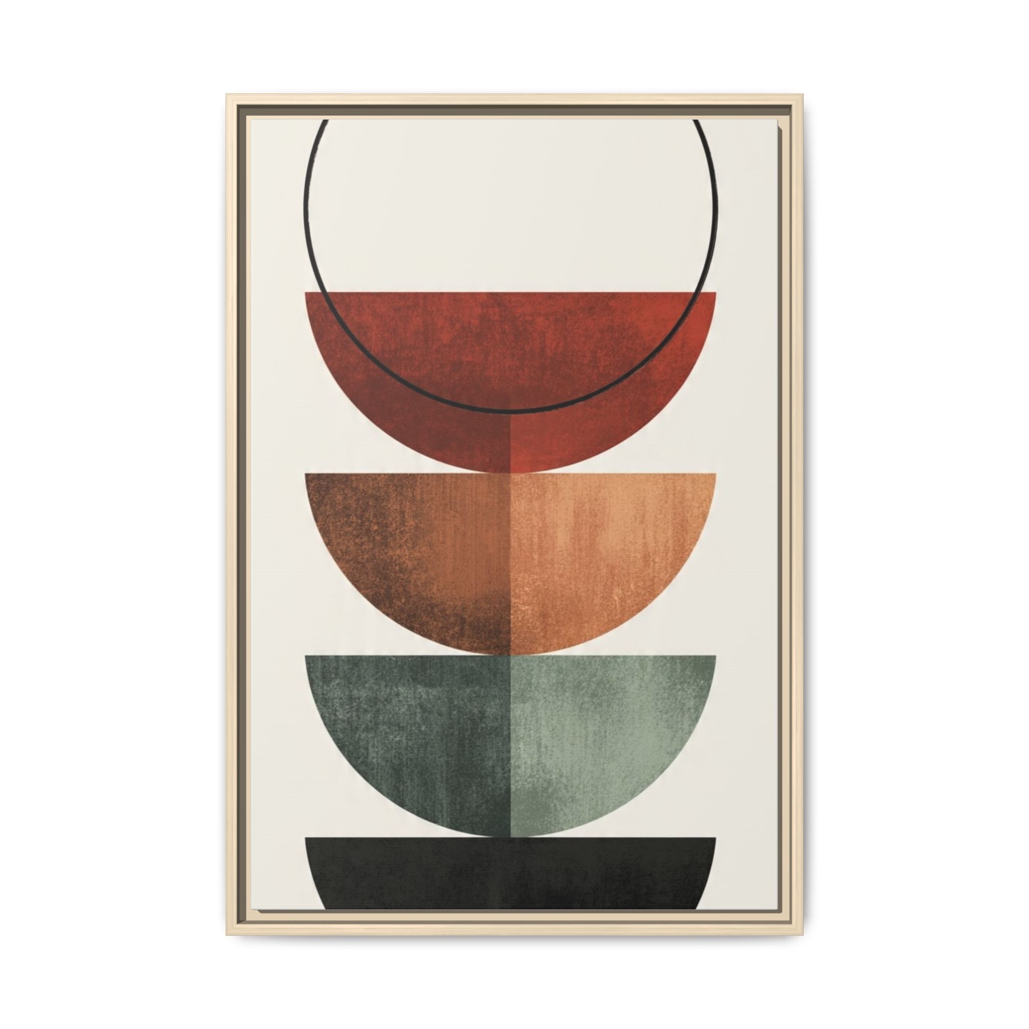 Abstract Stacked Semi-Circles Framed Canvas Wall Art — Mid-Century Modern Geometric Print - Image 133