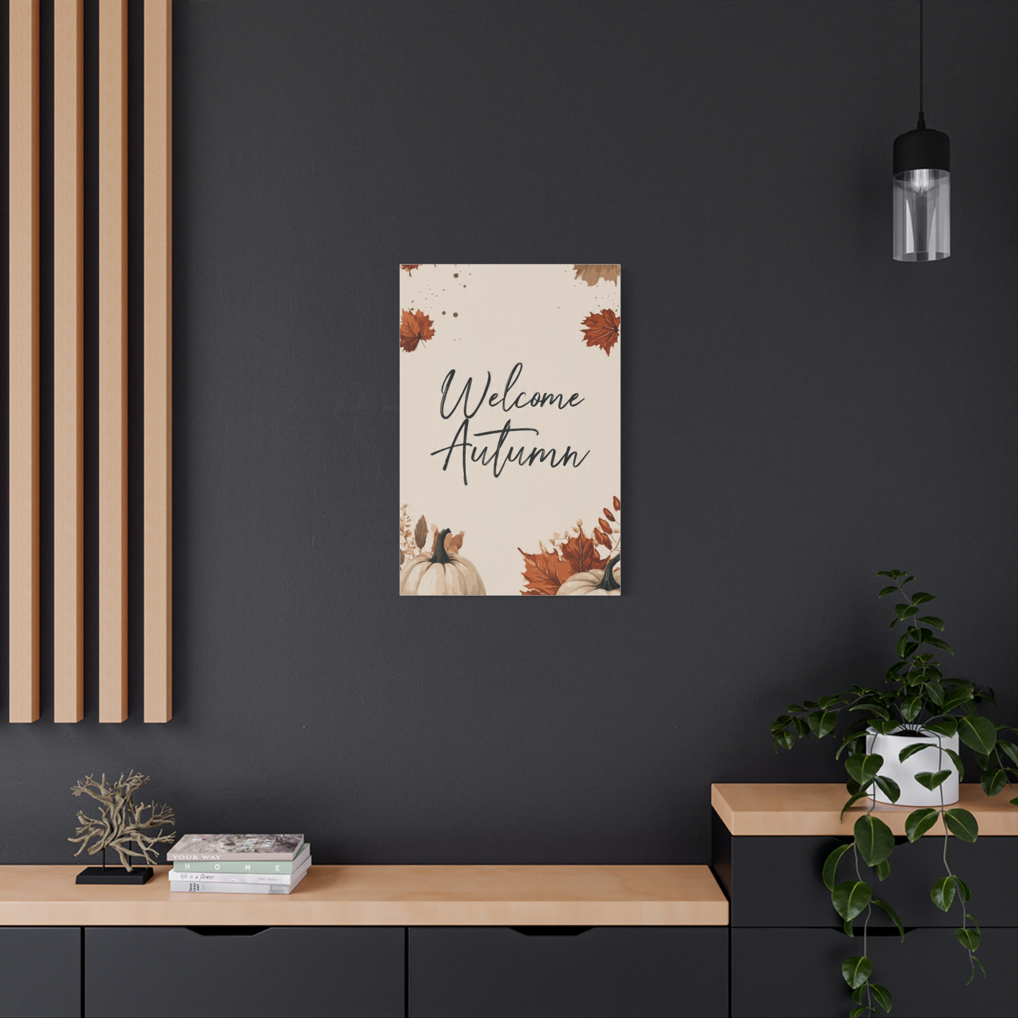 Welcome Autumn Canvas Wall Art — Fall Leaves Pumpkin Neutral Seasonal Decor - Image 7