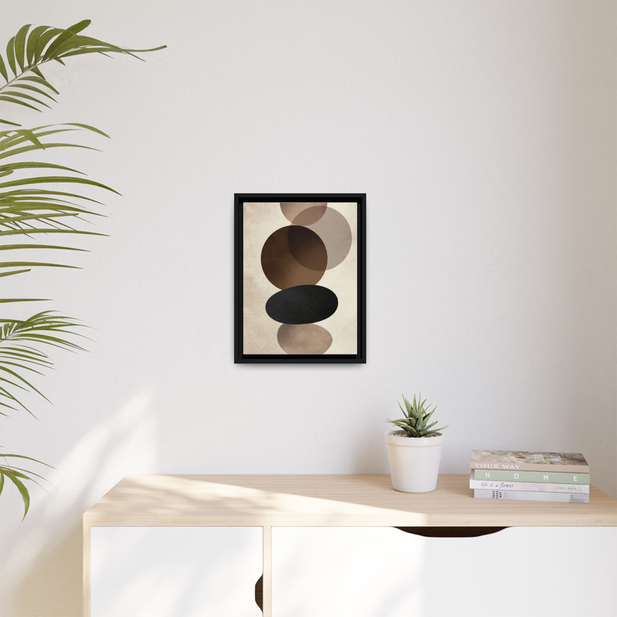 Framed Abstract Circles Matte Canvas Print — Neutral Mid-Century Wall Art - Image 71