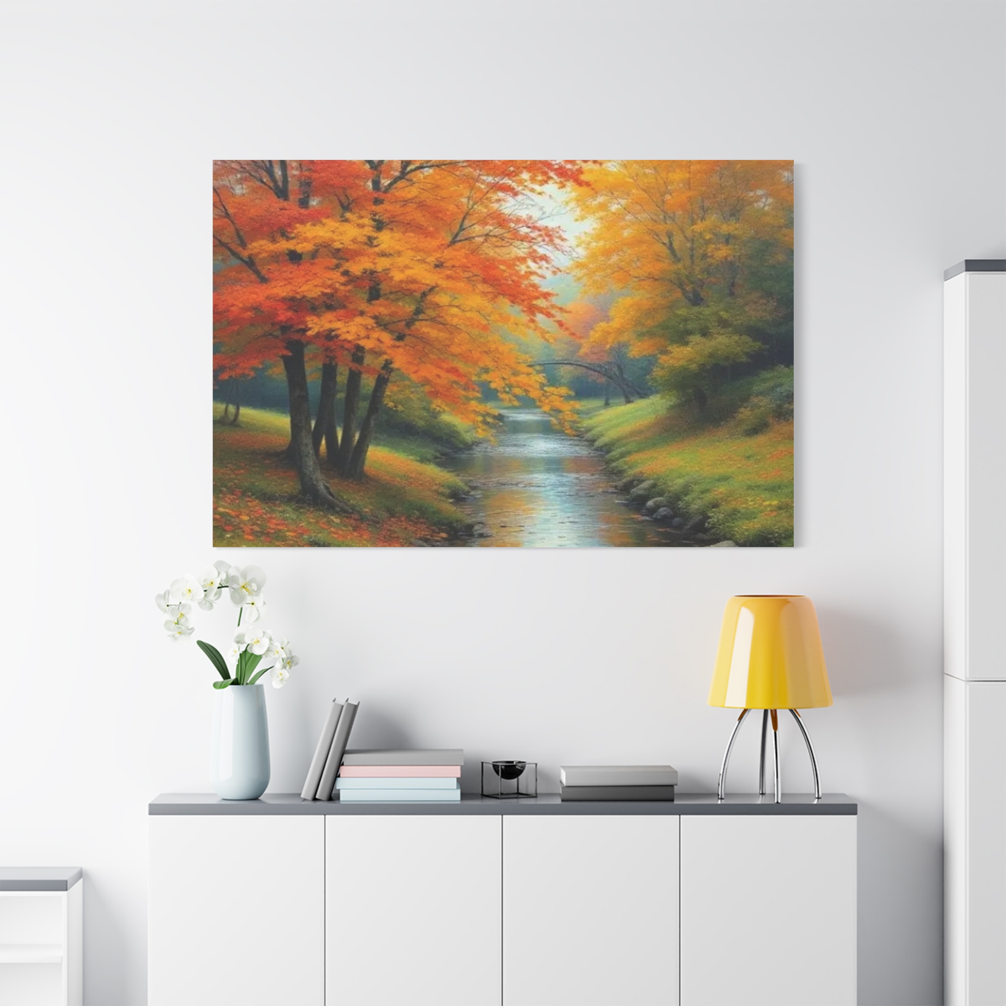 Autumn River Landscape Canvas Art — Matte Stretched Wall Decor - Image 2