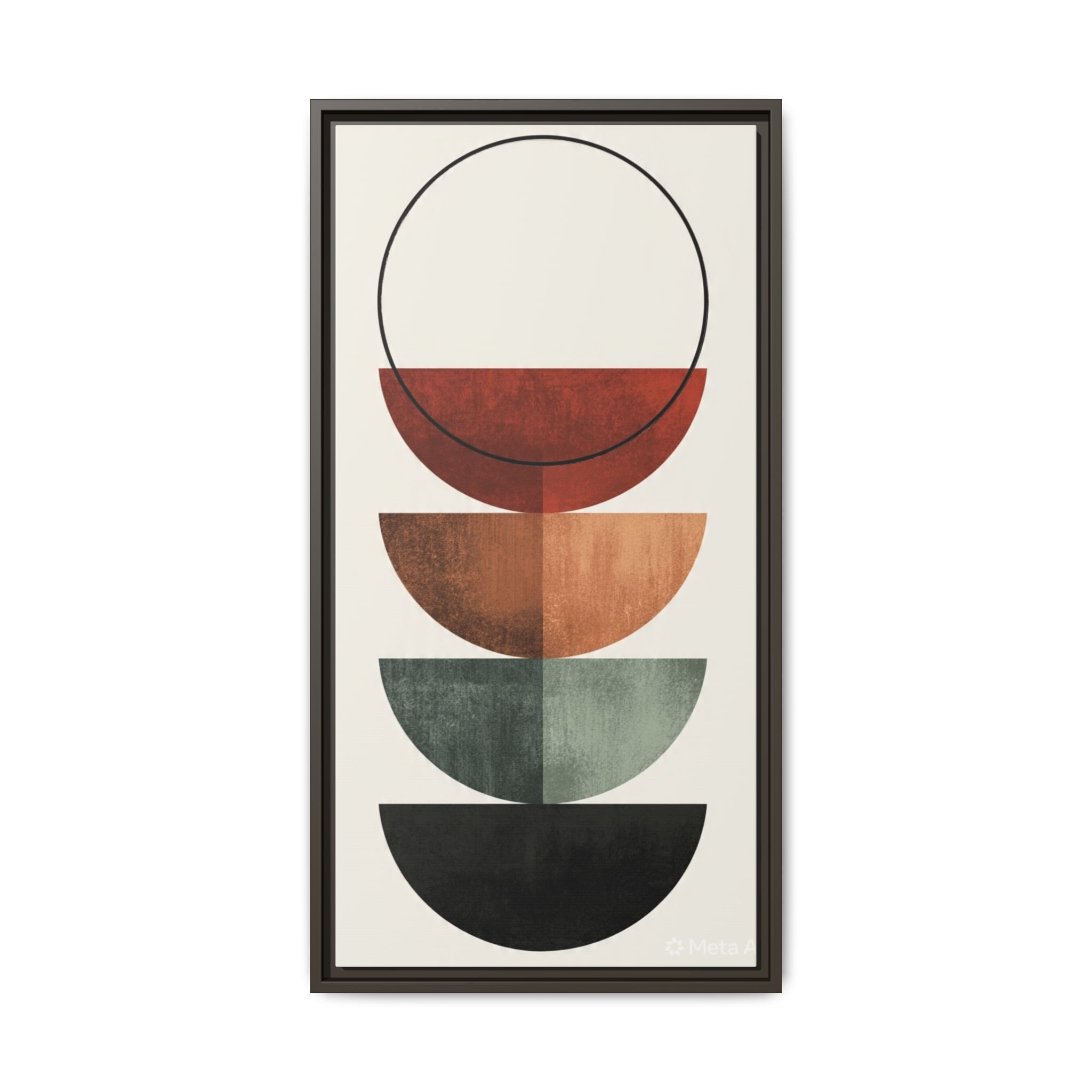 Abstract Stacked Semi-Circles Framed Canvas Wall Art — Mid-Century Modern Geometric Print - Image 221