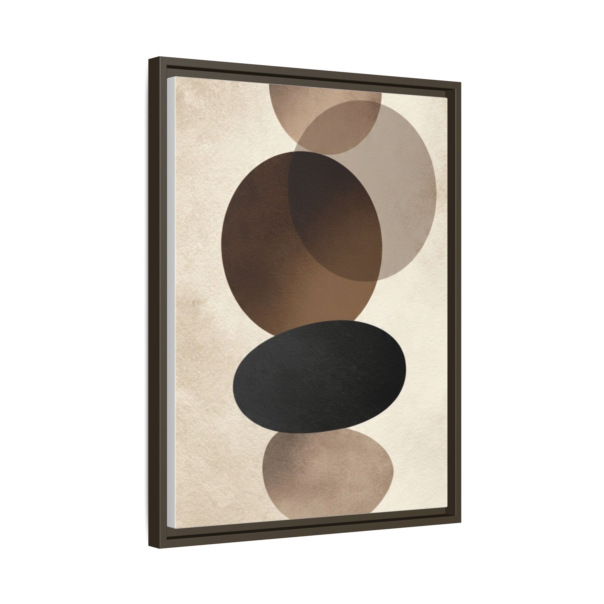 Framed Abstract Circles Matte Canvas Print — Neutral Mid-Century Wall Art - Image 214