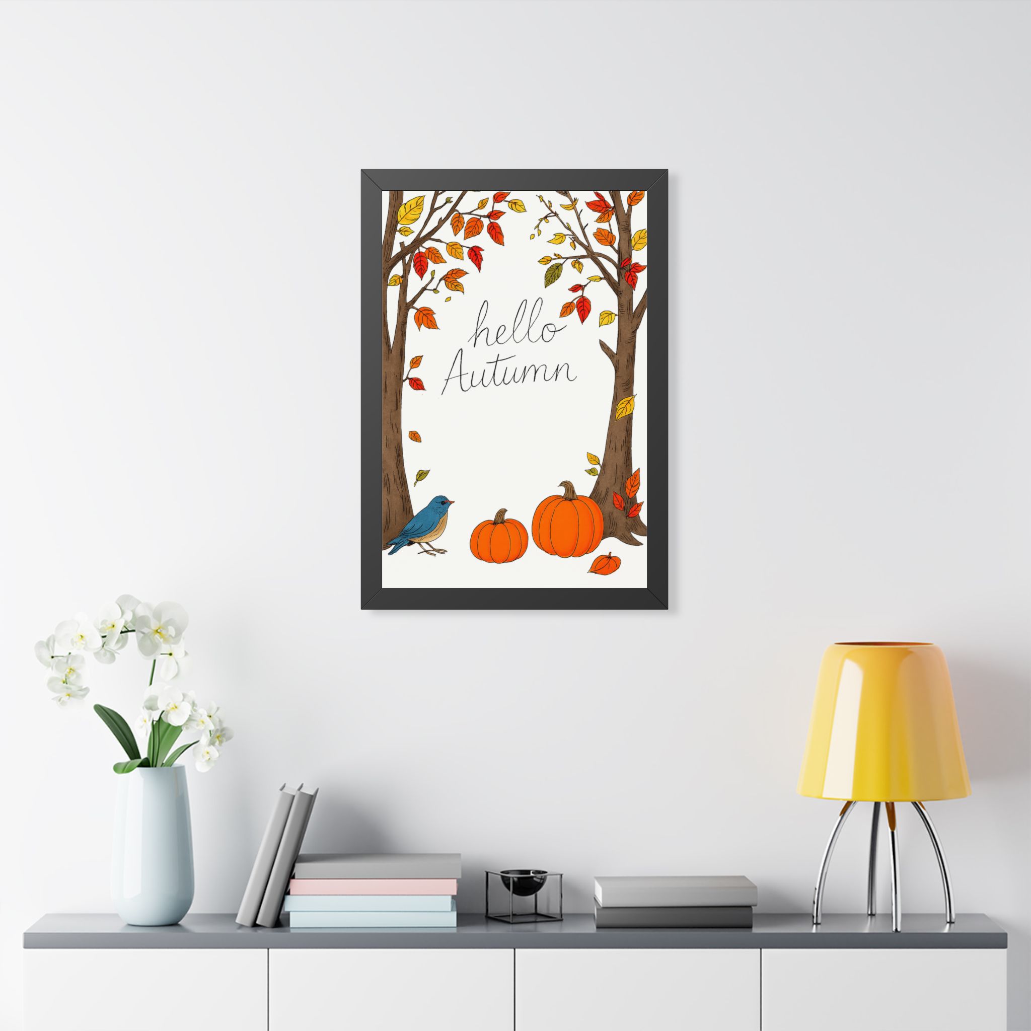 Hello Autumn Framed Poster — Fall Pumpkin & Tree Wall Art - Image 9