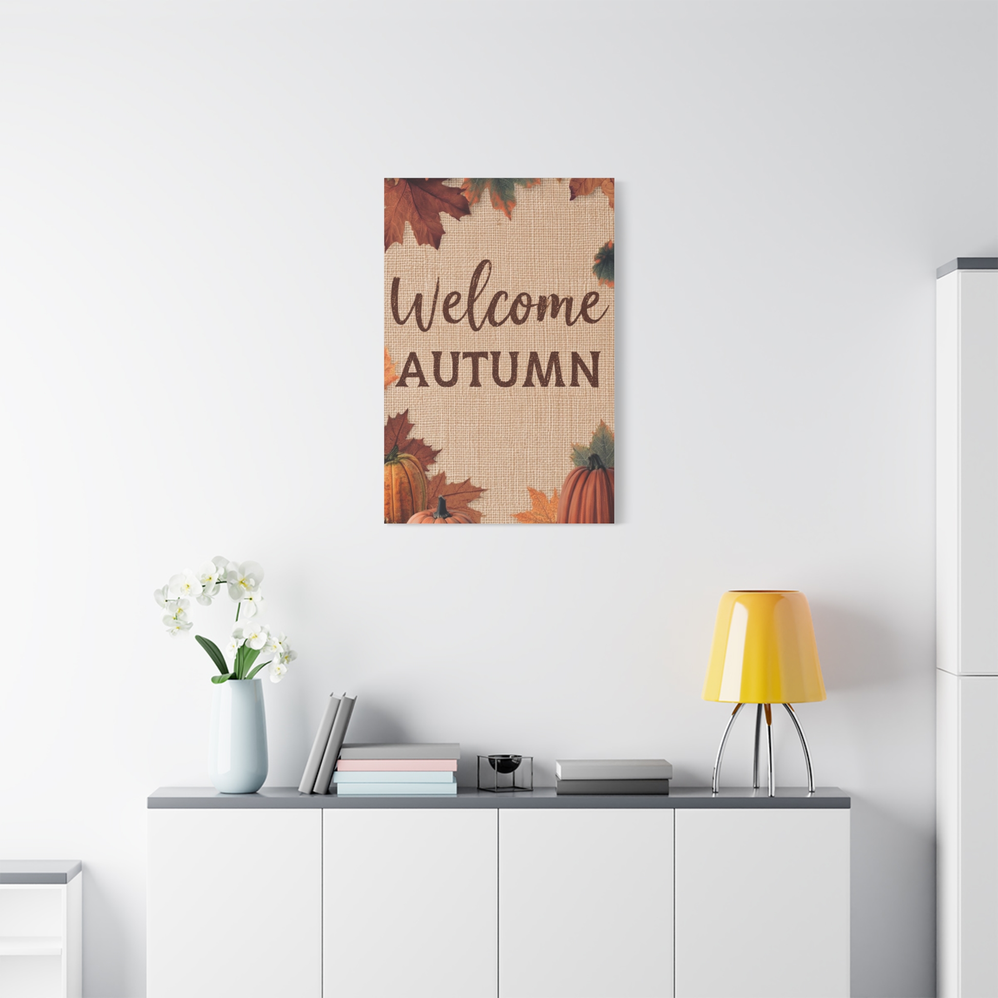 Welcome Autumn Canvas Wall Art — Fall Pumpkin & Leaves Home Decor - Image 2