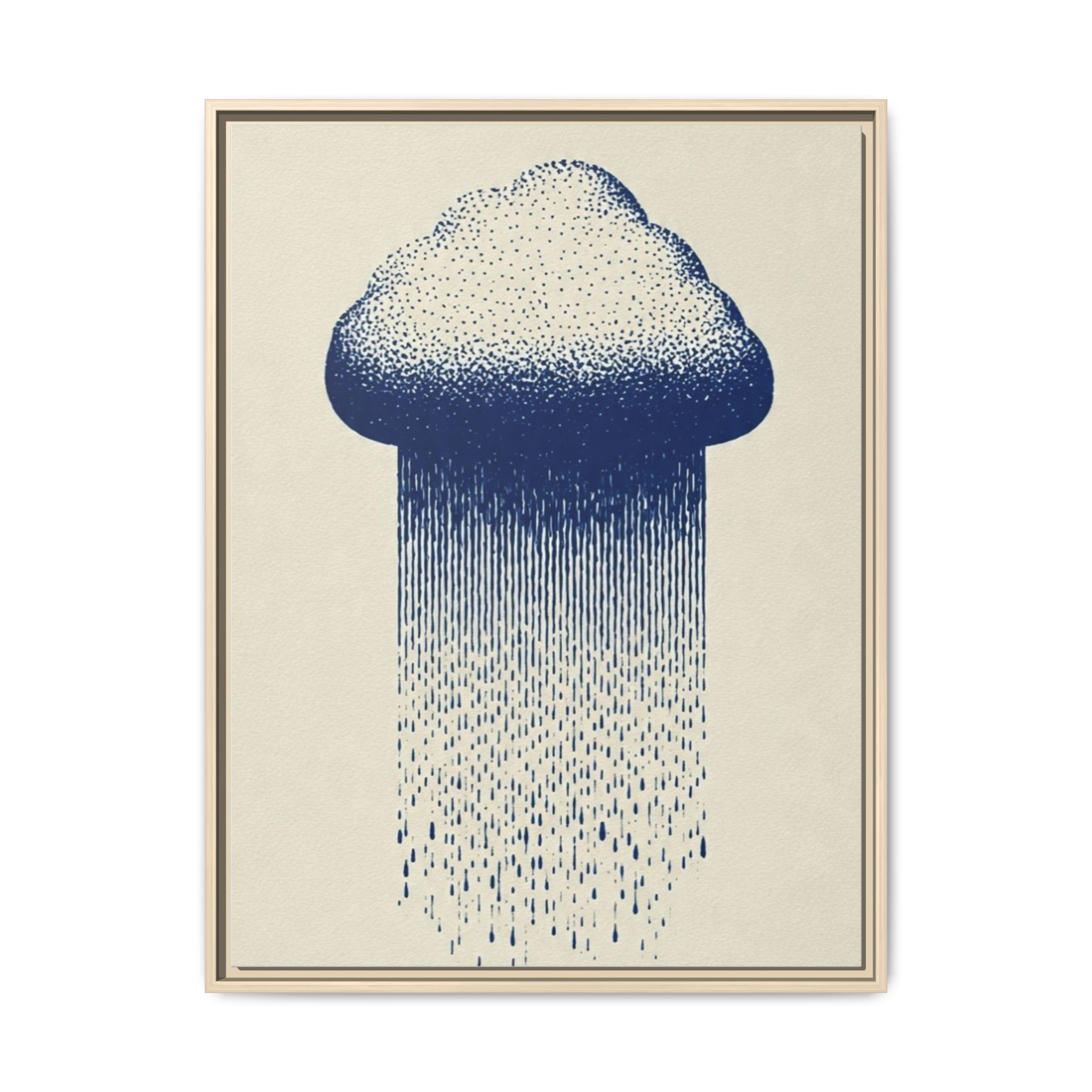 Framed Canvas Wall Art — Blue Rain Cloud Minimalist Print - Image 201