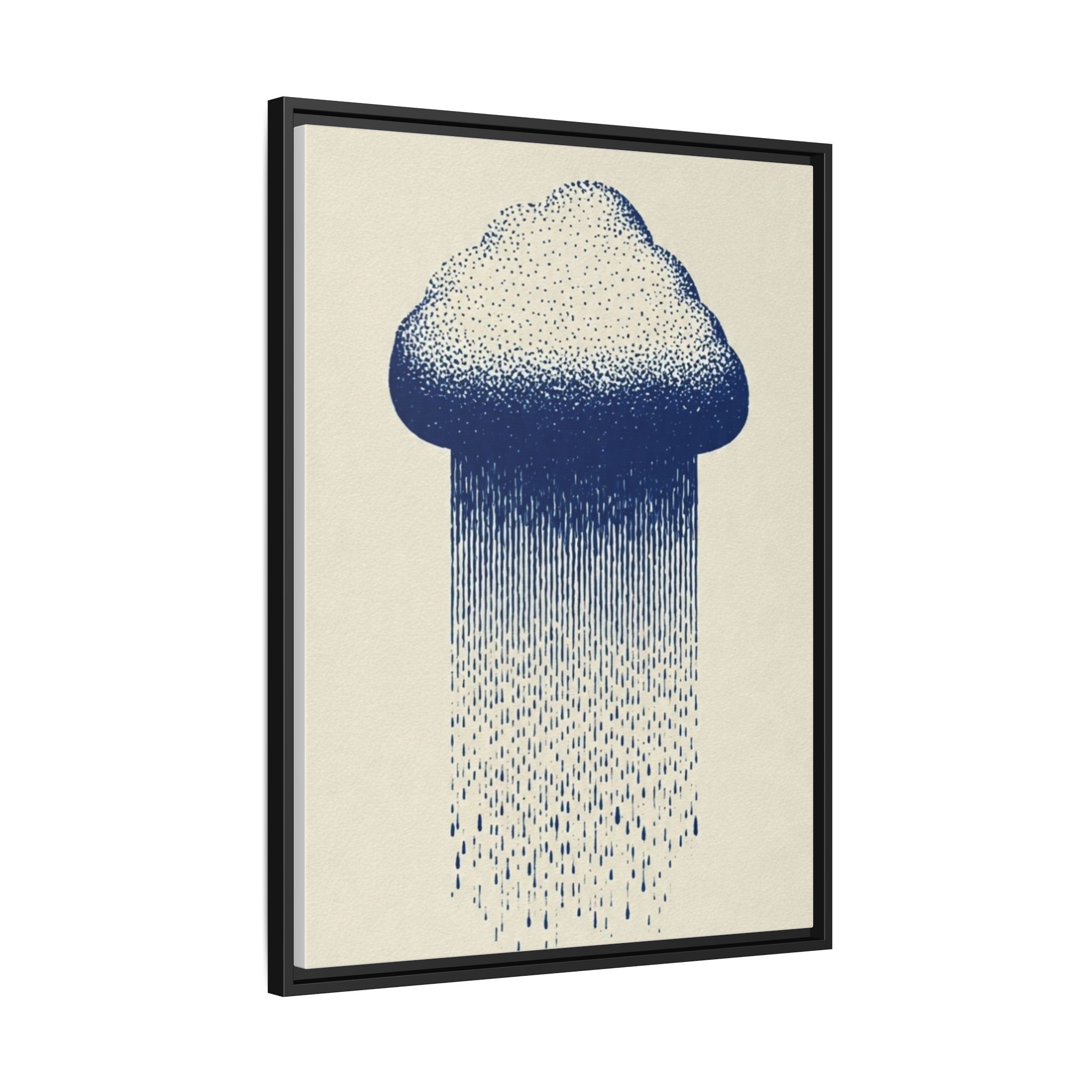 Framed Canvas Wall Art — Blue Rain Cloud Minimalist Print - Image 206