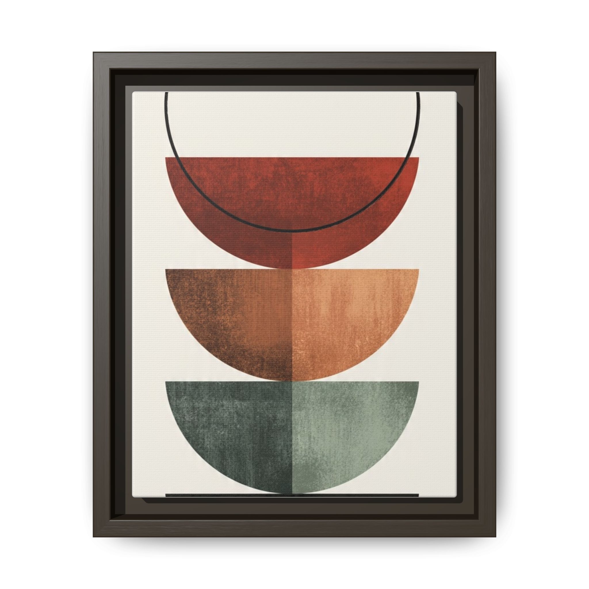 Abstract Stacked Semi-Circles Framed Canvas Wall Art — Mid-Century Modern Geometric Print - Image 157