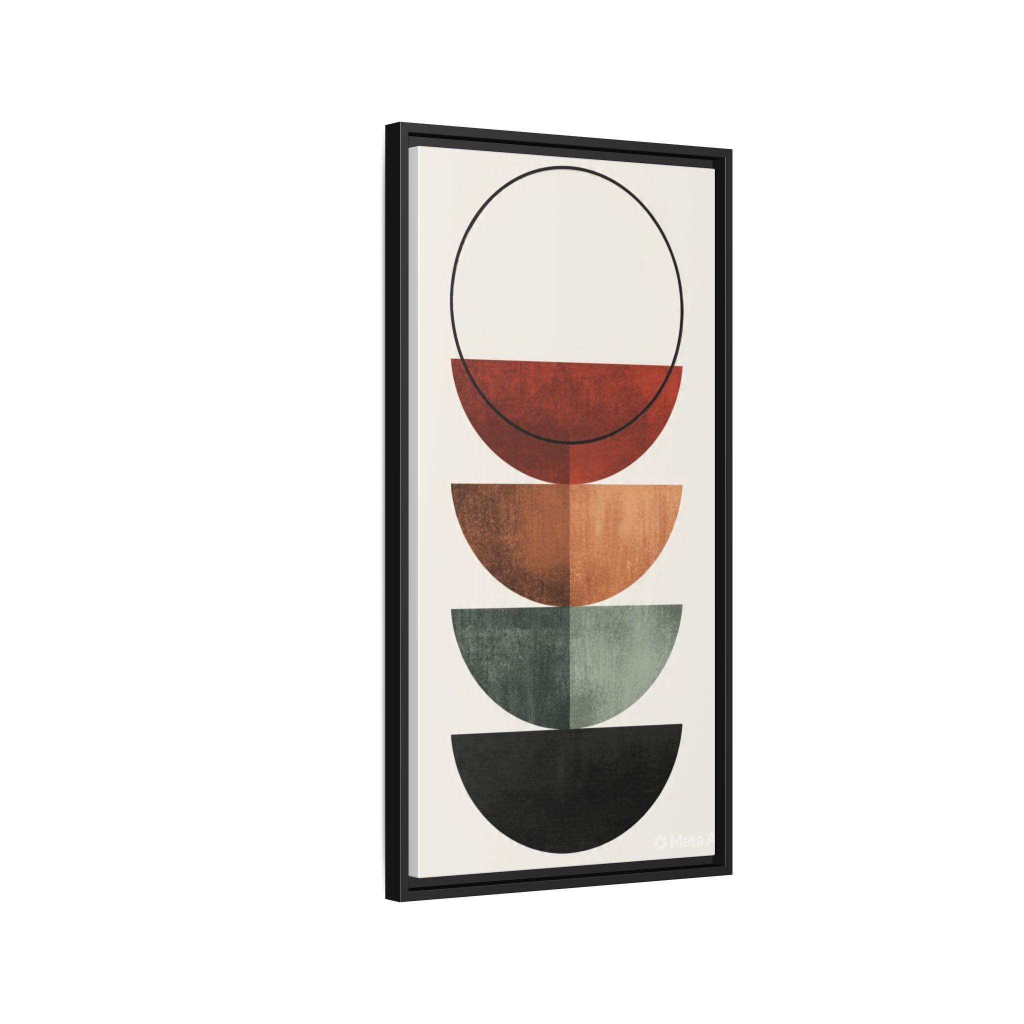 Abstract Stacked Semi-Circles Framed Canvas Wall Art — Mid-Century Modern Geometric Print - Image 210