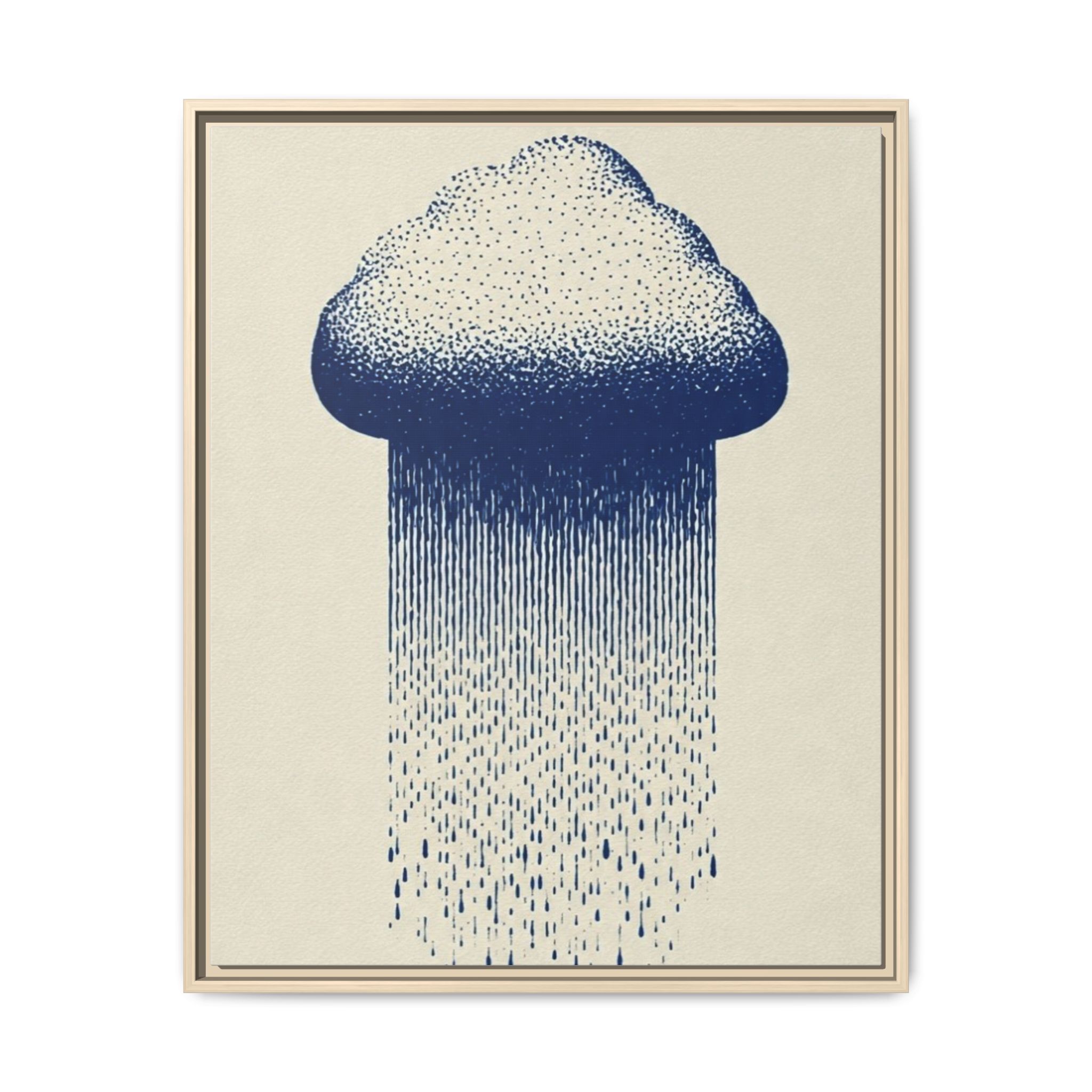 Framed Canvas Wall Art — Blue Rain Cloud Minimalist Print - Image 181