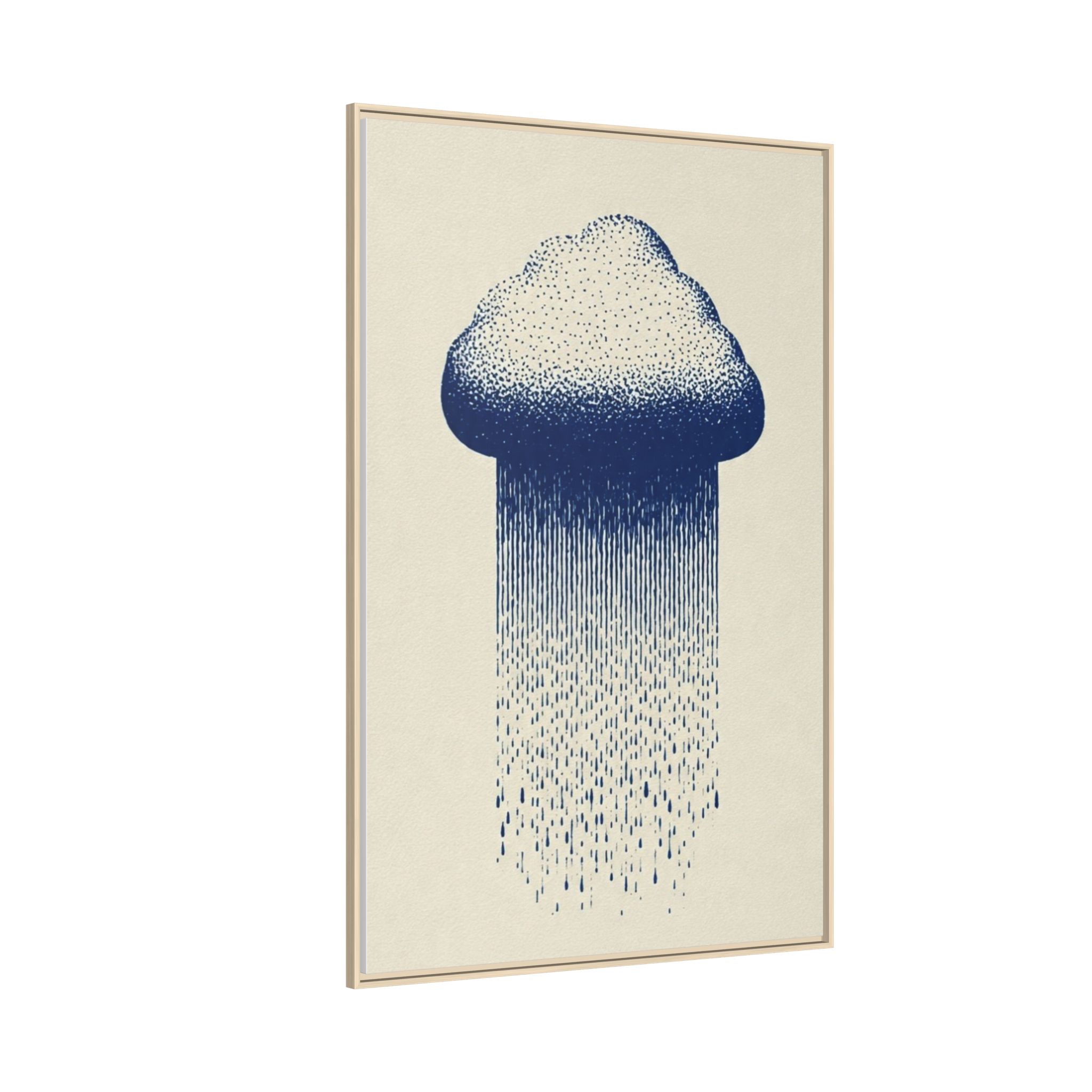 Framed Canvas Wall Art — Blue Rain Cloud Minimalist Print - Image 62
