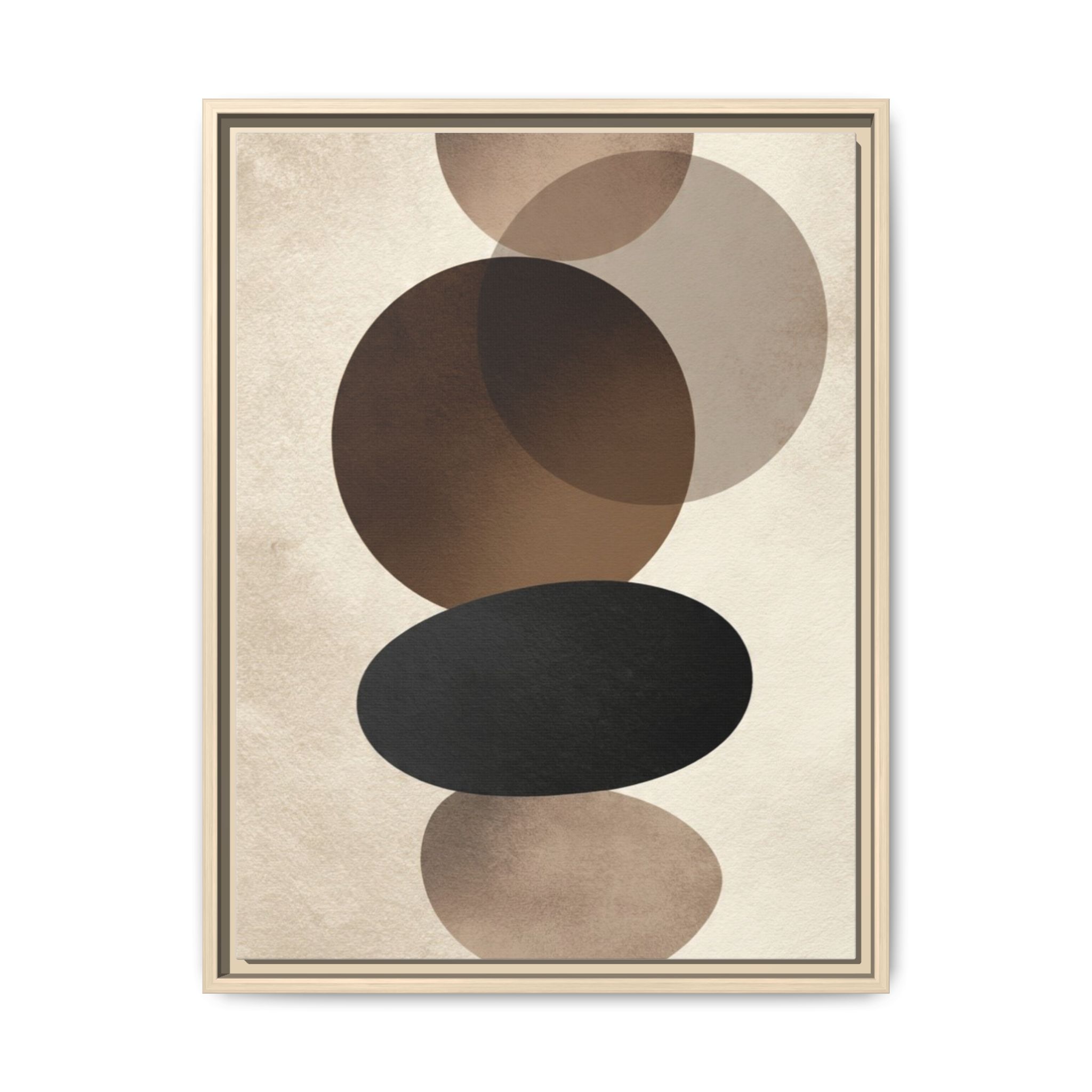 Framed Abstract Circles Matte Canvas Print — Neutral Mid-Century Wall Art - Image 209