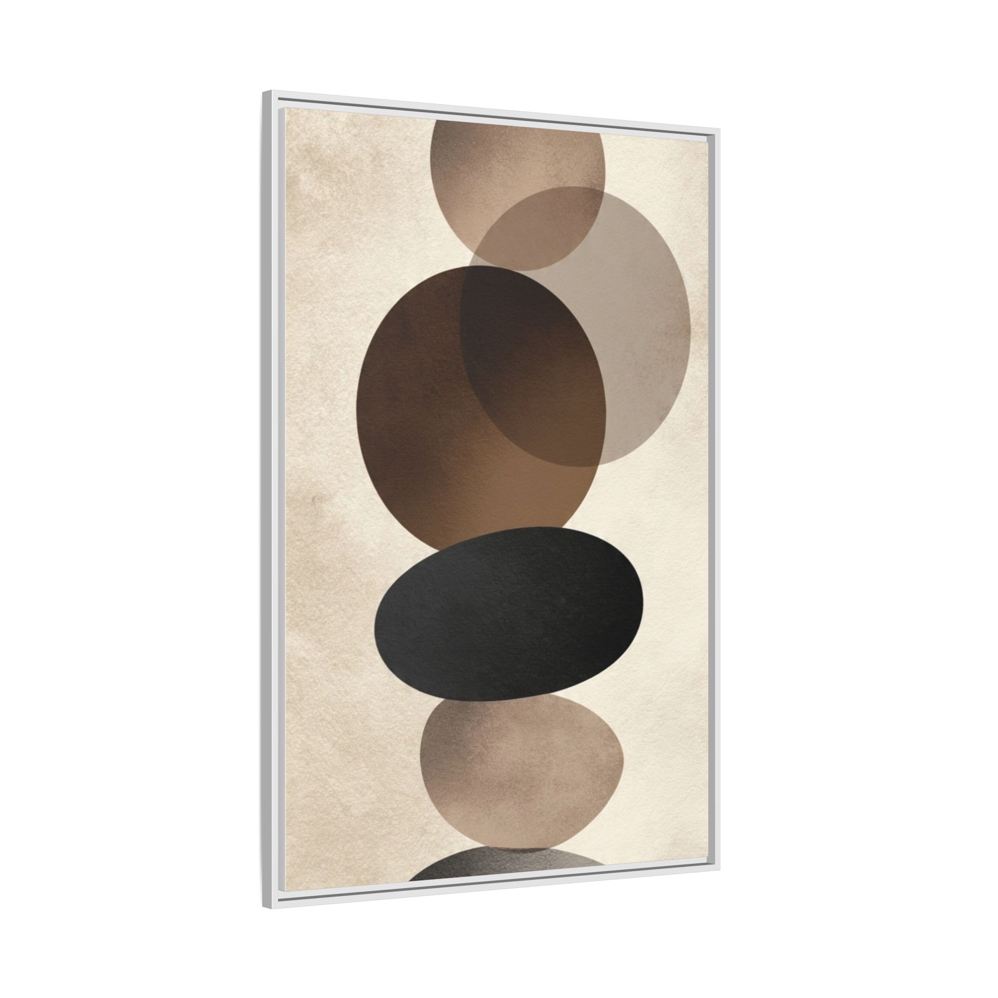 Framed Abstract Circles Matte Canvas Print — Neutral Mid-Century Wall Art - Image 102