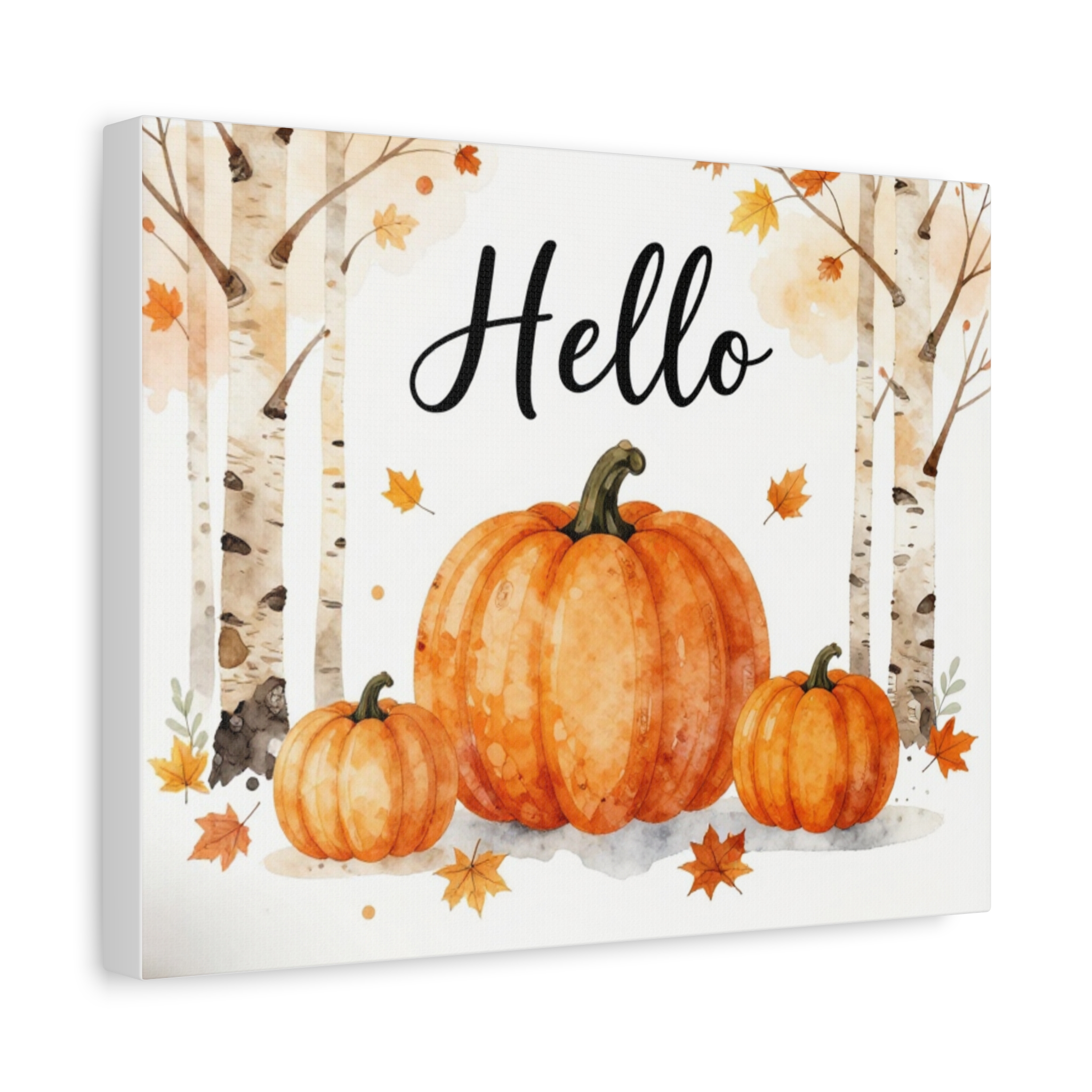 Hello Pumpkin Canvas Wall Art — Autumn Pumpkin Decor - Image 3
