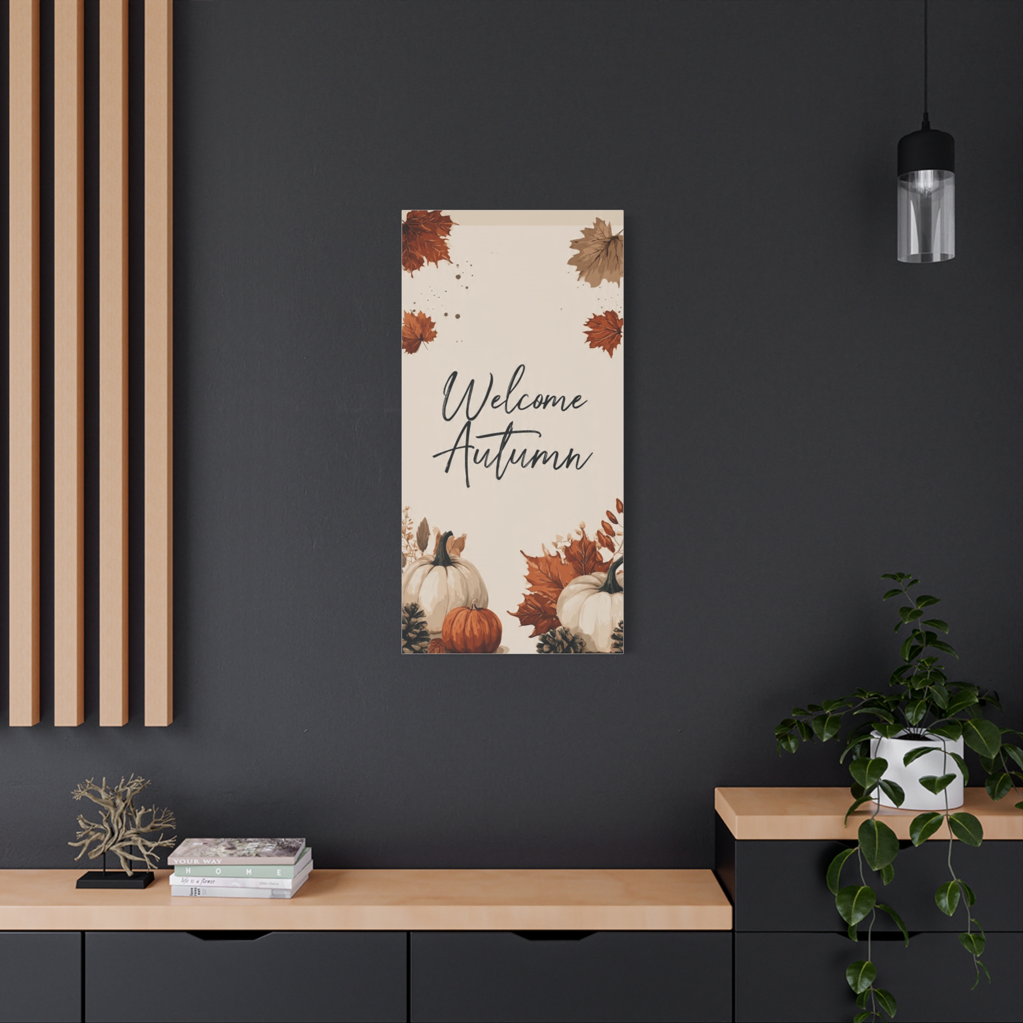 Welcome Autumn Canvas Wall Art — Fall Leaves Pumpkin Neutral Seasonal Decor - Image 8