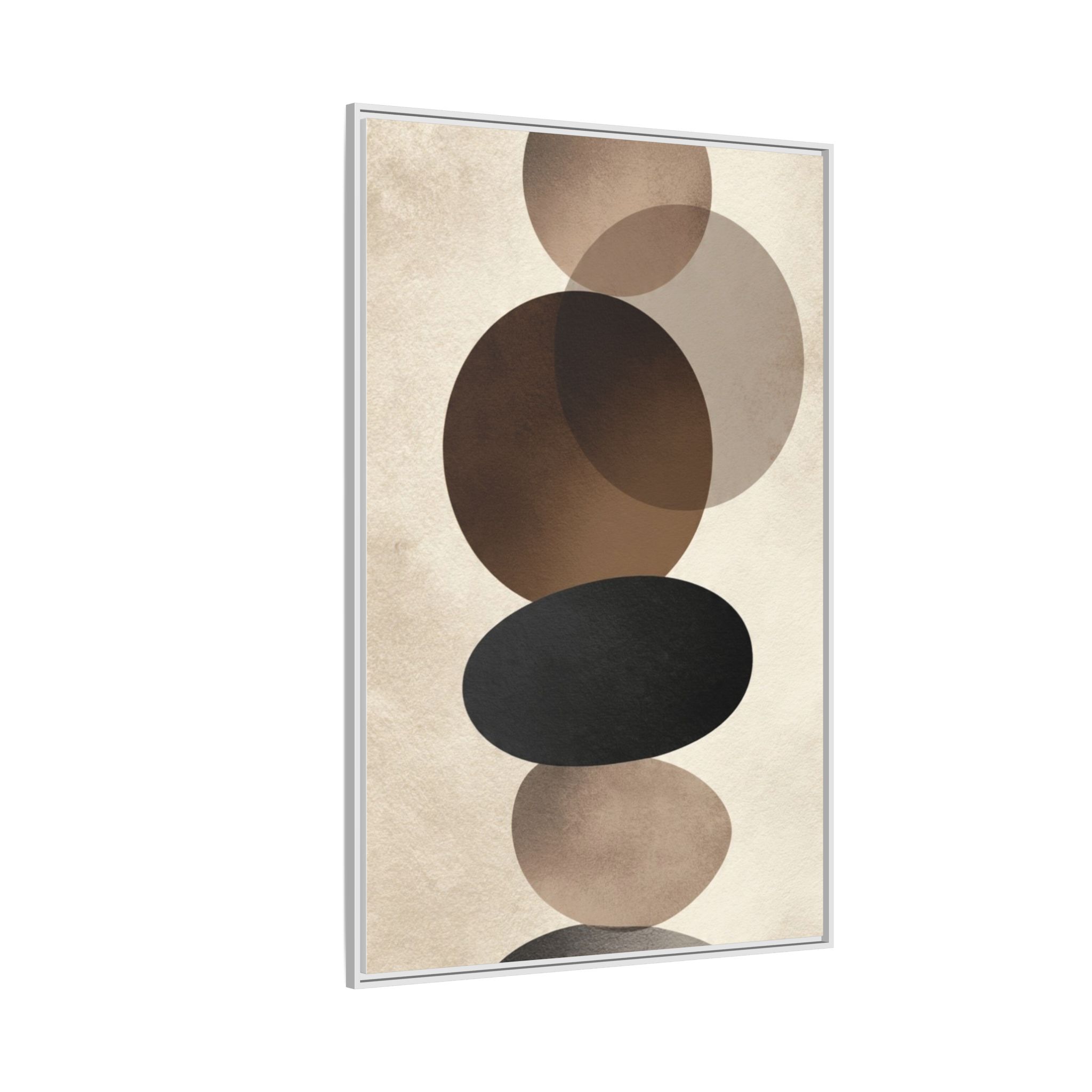Framed Abstract Circles Matte Canvas Print — Neutral Mid-Century Wall Art - Image 54