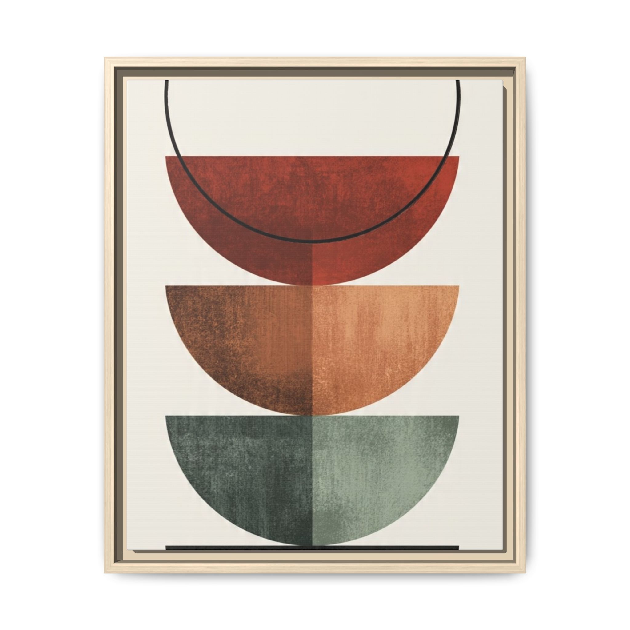 Abstract Stacked Semi-Circles Framed Canvas Wall Art — Mid-Century Modern Geometric Print - Image 161