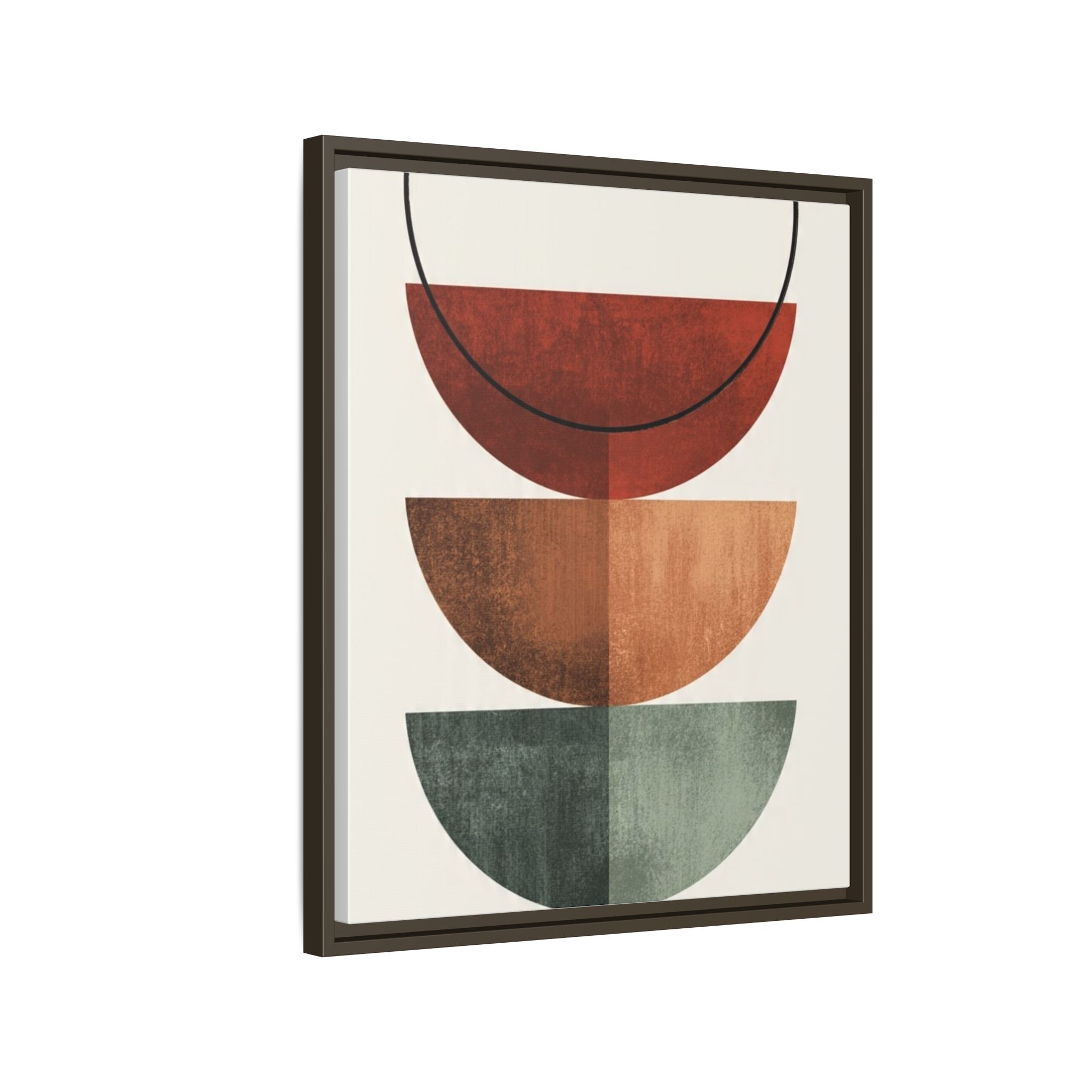 Abstract Stacked Semi-Circles Framed Canvas Wall Art — Mid-Century Modern Geometric Print - Image 230